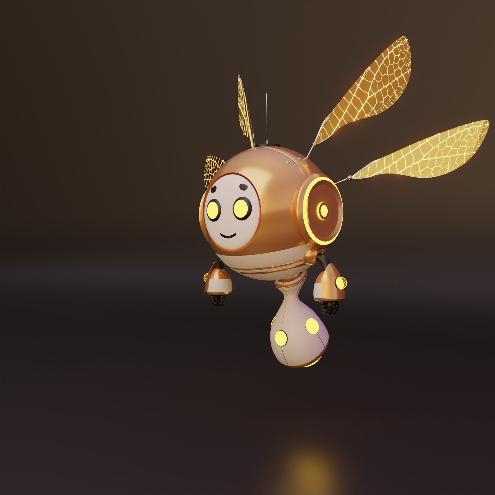 Flying Robot Low-poly 3D model_7
