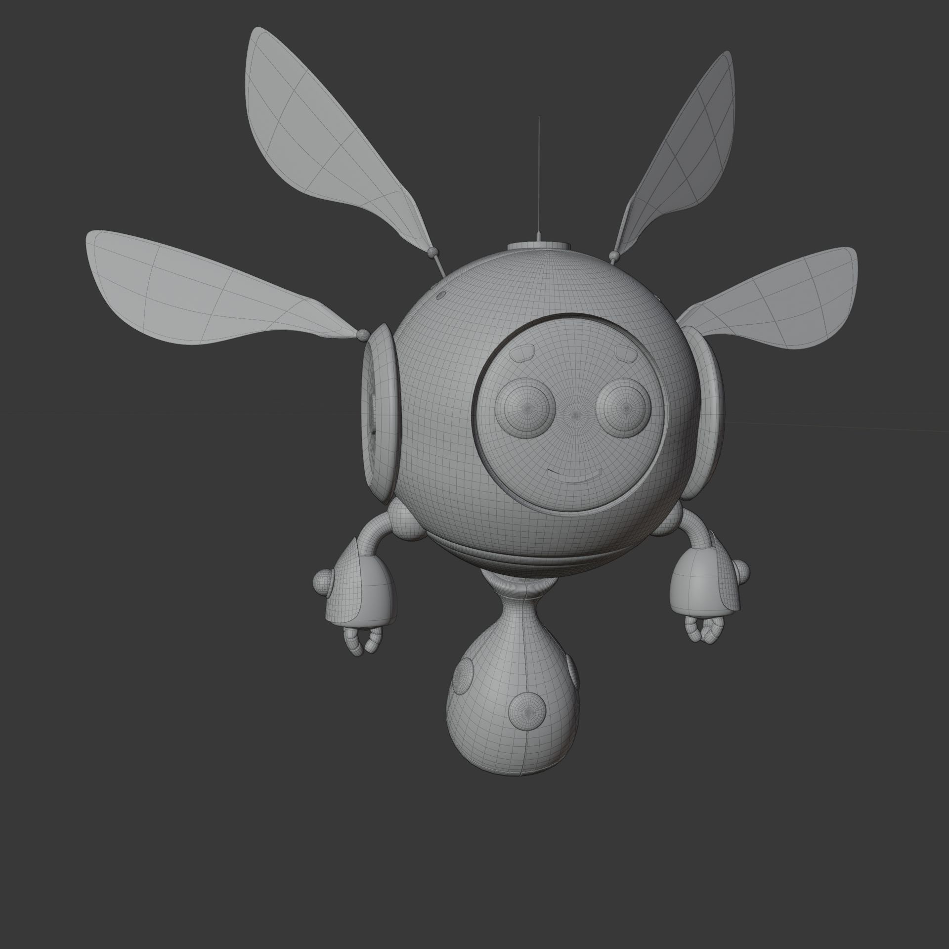 Flying Robot Low-poly 3D model_11