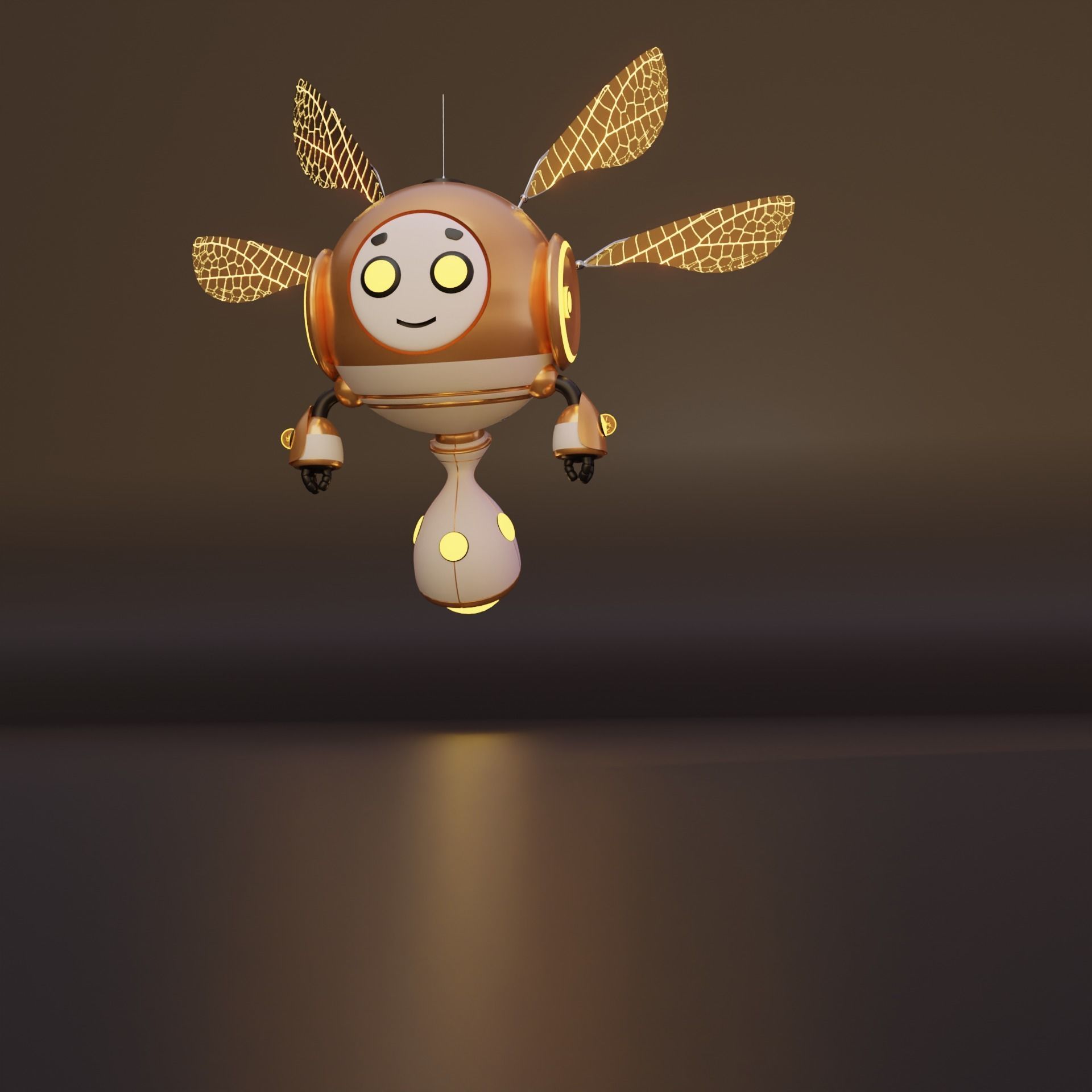Flying Robot Low-poly 3D model_8