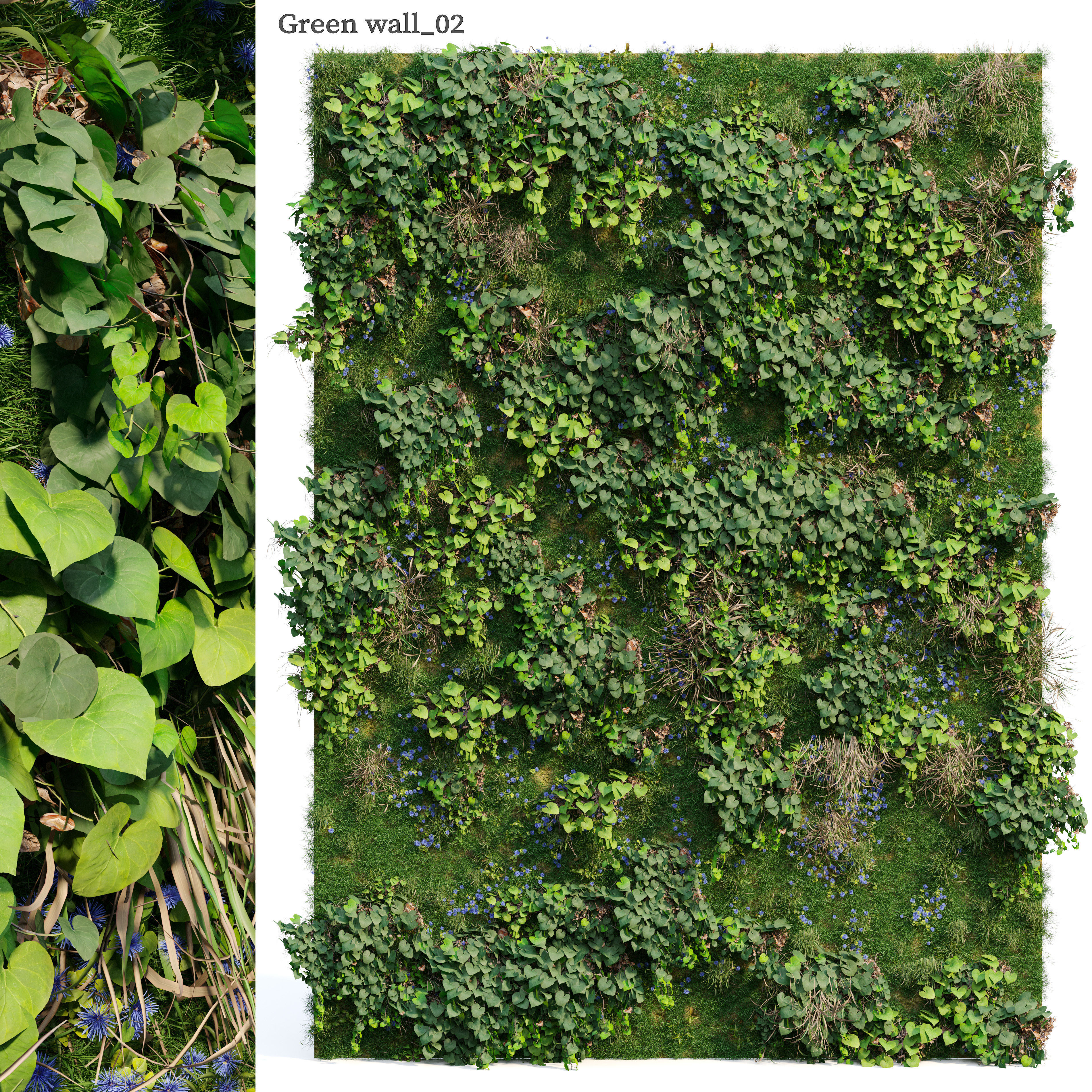 Green wall 02 3D model_4