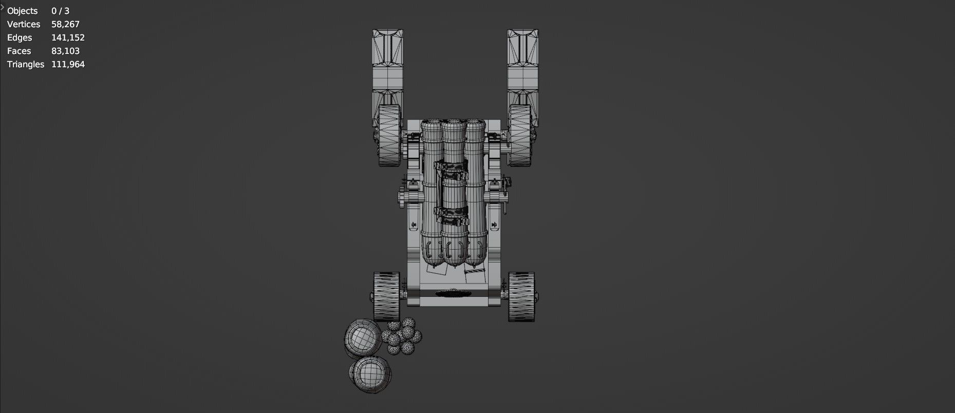 Stylized Triple Barrel Pirate Ship Canon 3D model_17