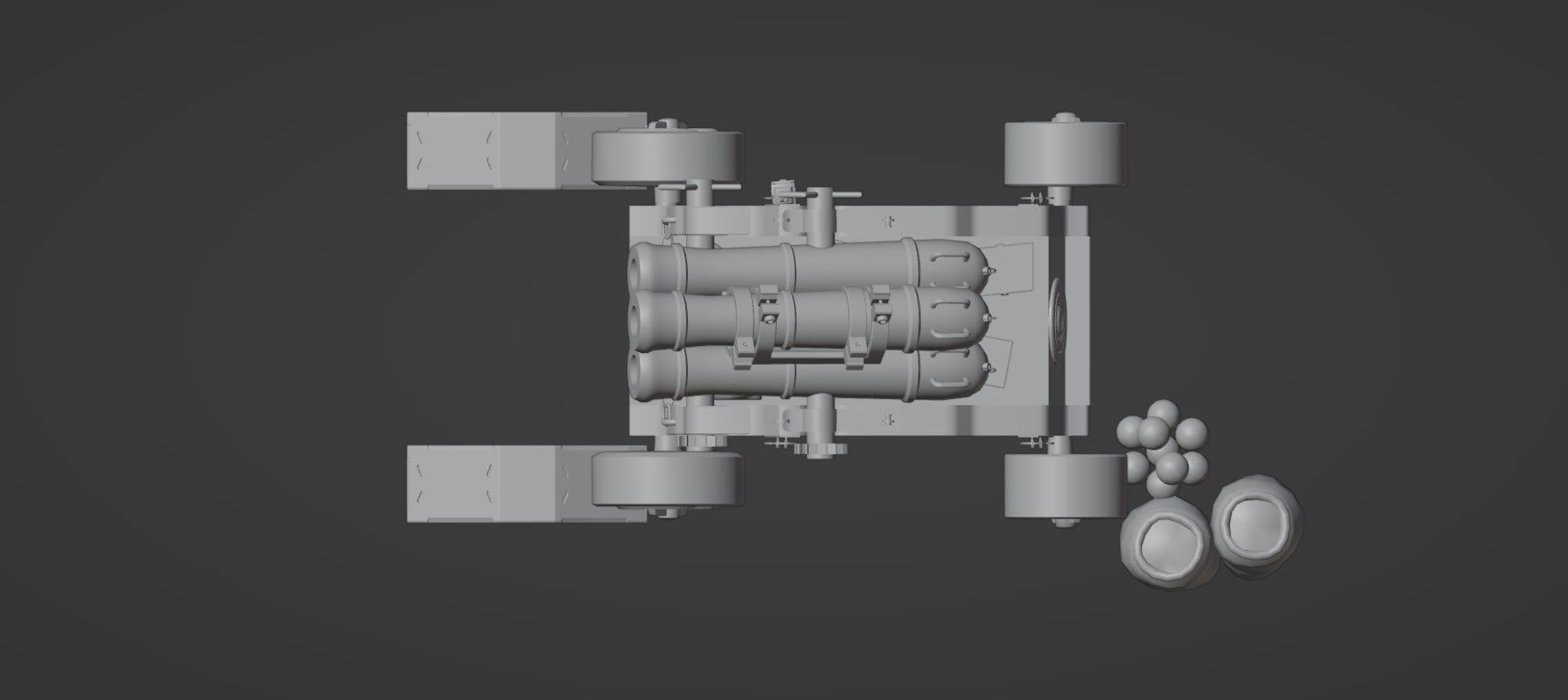 Stylized Triple Barrel Pirate Ship Canon 3D model_14
