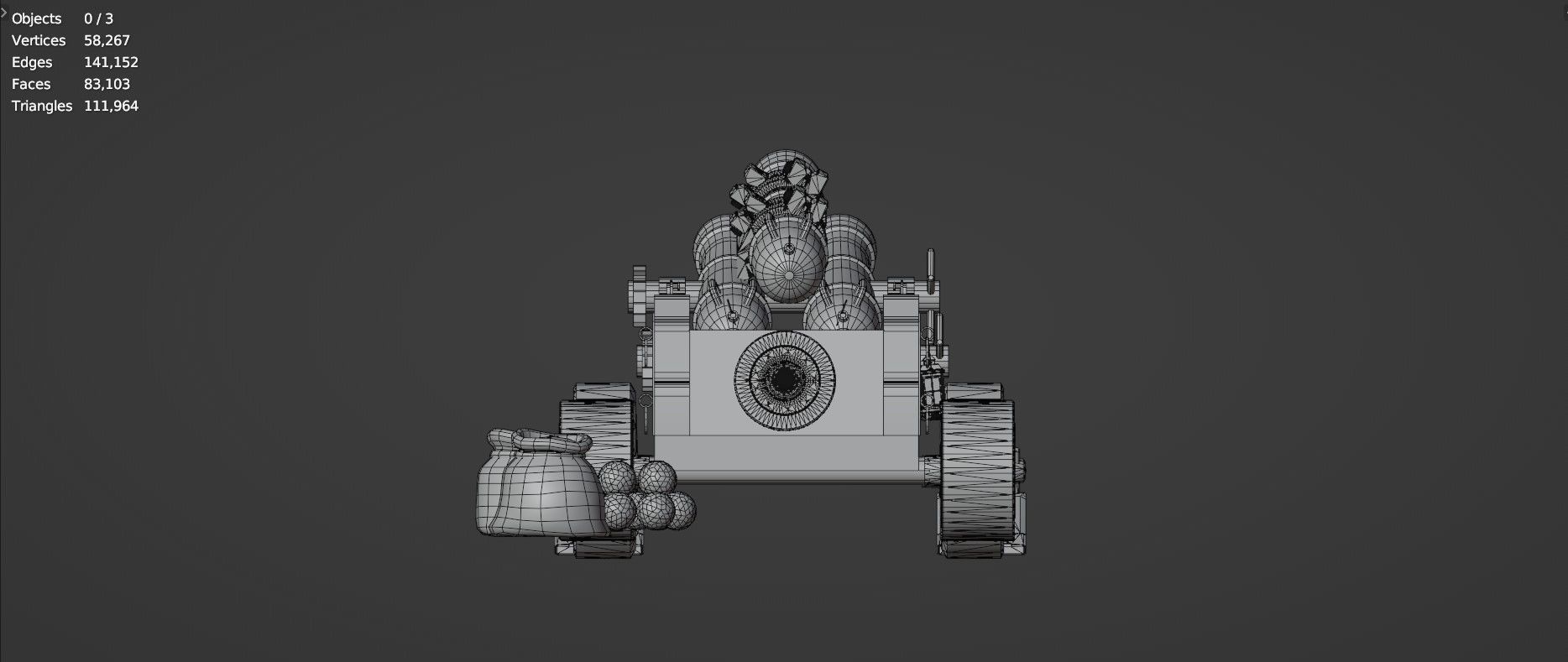 Stylized Triple Barrel Pirate Ship Canon 3D model_21