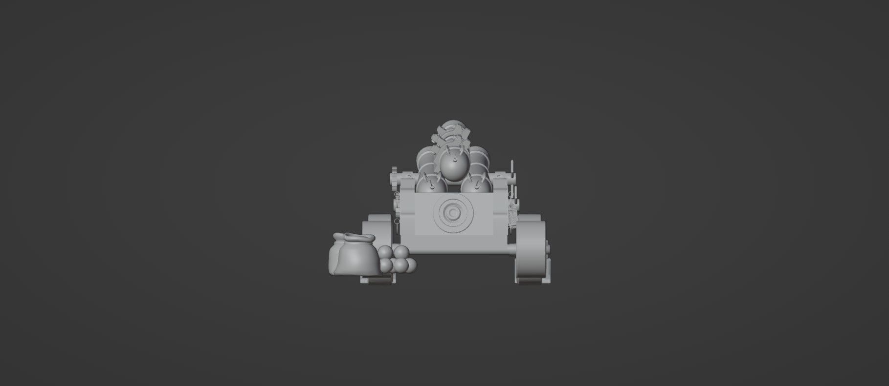 Stylized Triple Barrel Pirate Ship Canon 3D model_10