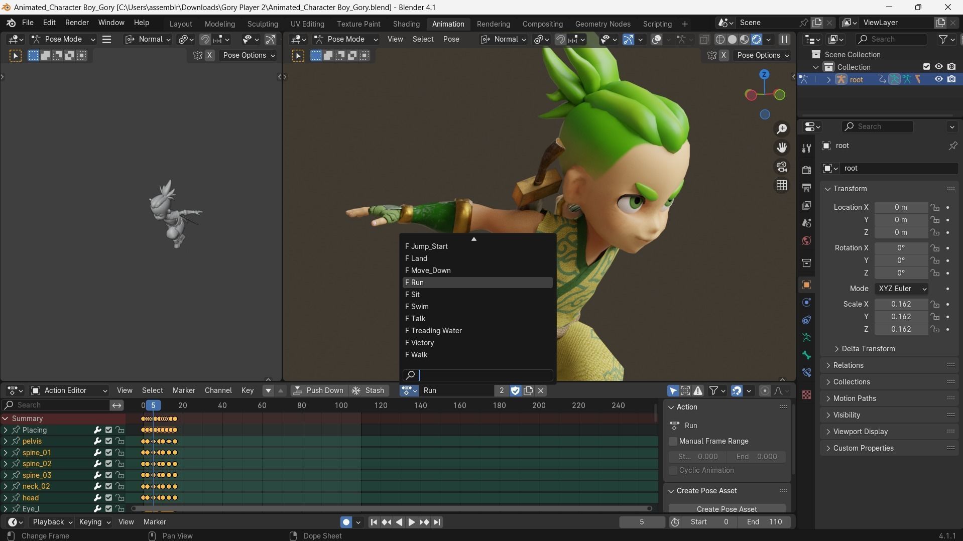 Low poly - Stylized Game Character Boy - Gory Low-poly 3D model_10