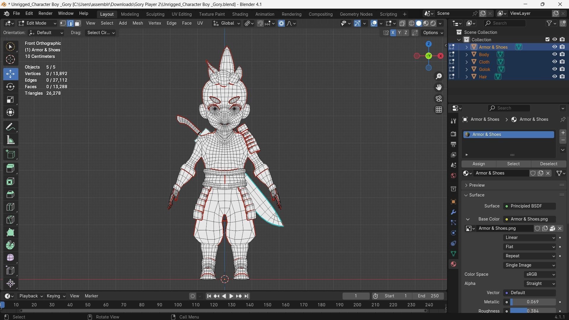 Low poly - Stylized Game Character Boy - Gory Low-poly 3D model_5