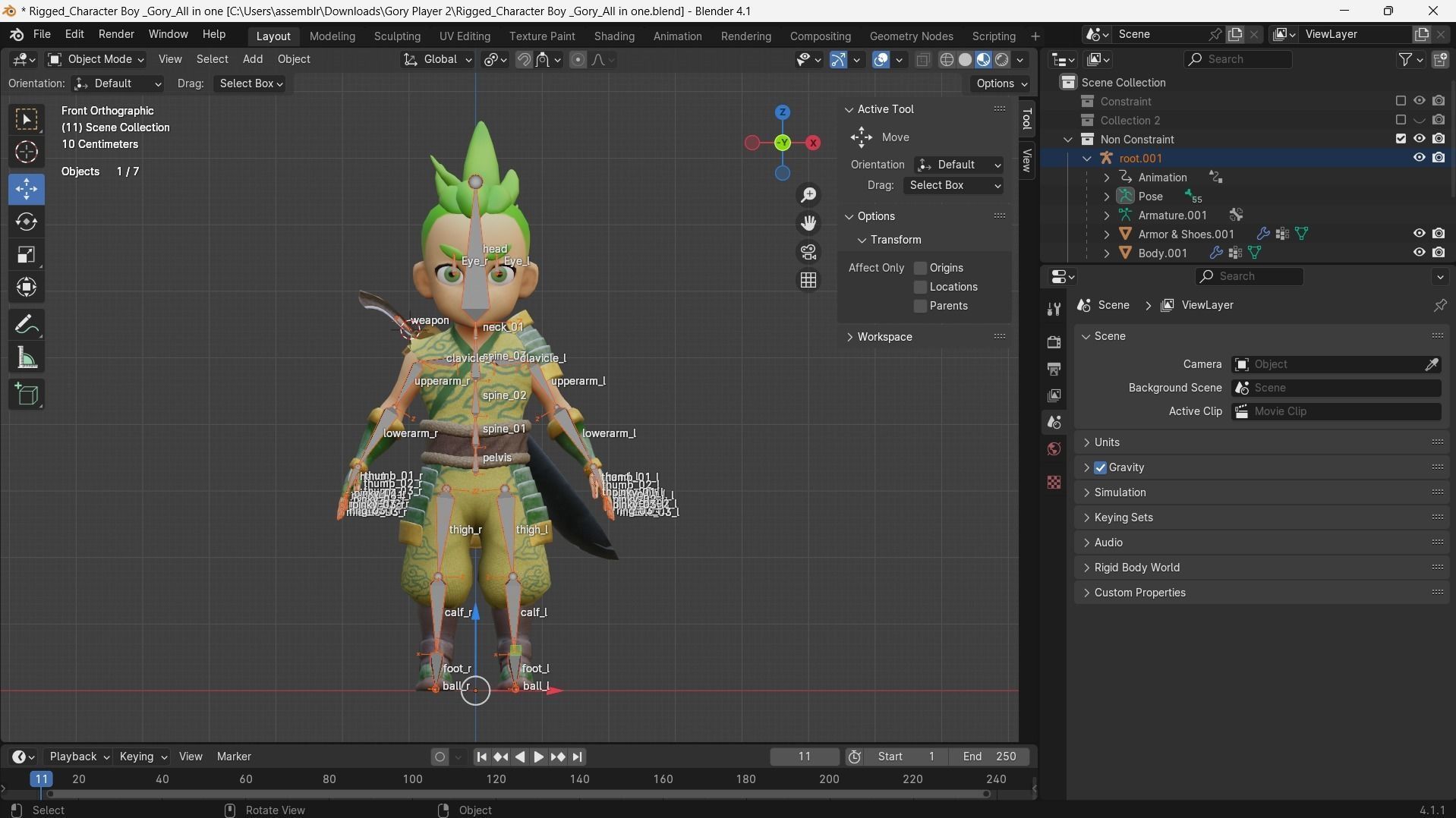 Low poly - Stylized Game Character Boy - Gory Low-poly 3D model_9
