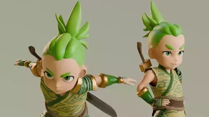 Low poly - Stylized Game Character Boy - Gory Low-poly 3D model