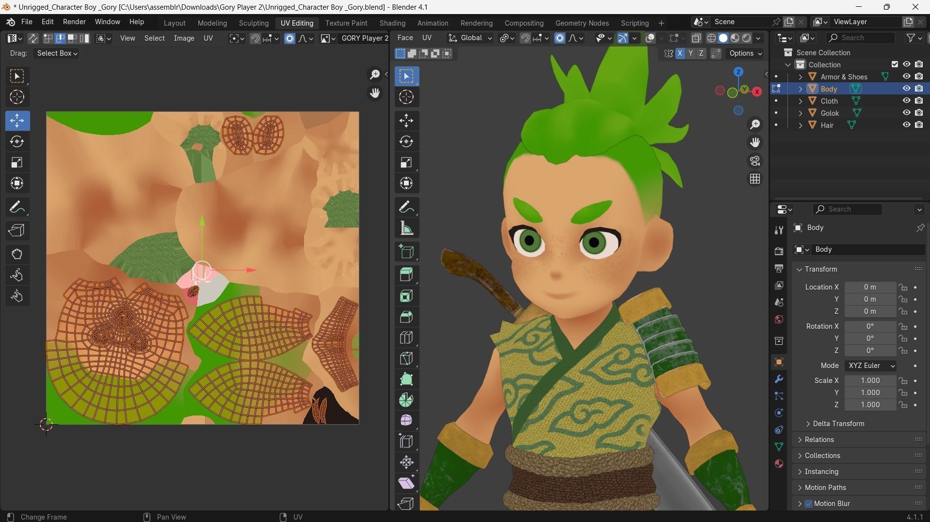 Low poly - Stylized Game Character Boy - Gory Low-poly 3D model_7