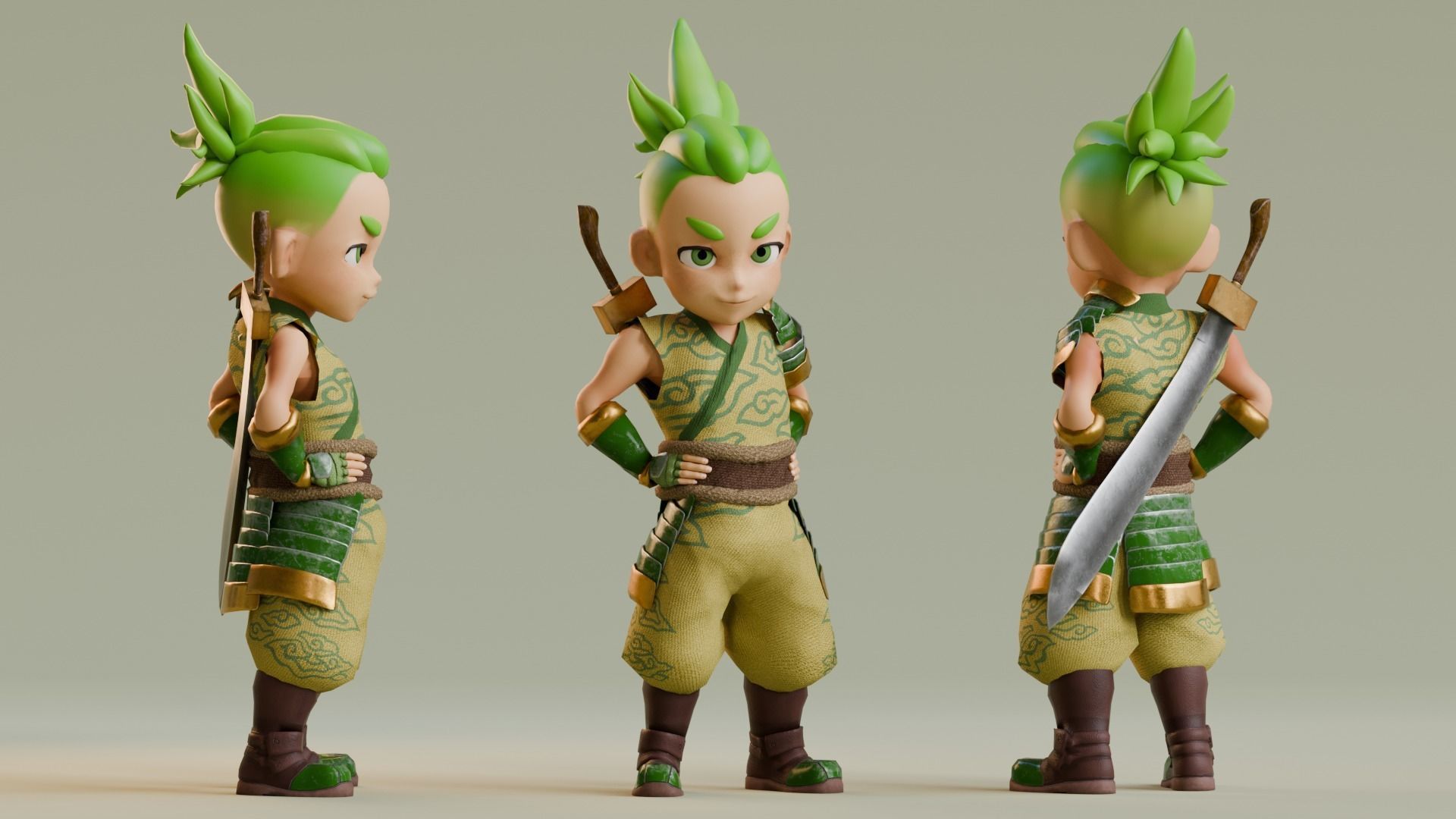 Low poly - Stylized Game Character Boy - Gory Low-poly 3D model_2