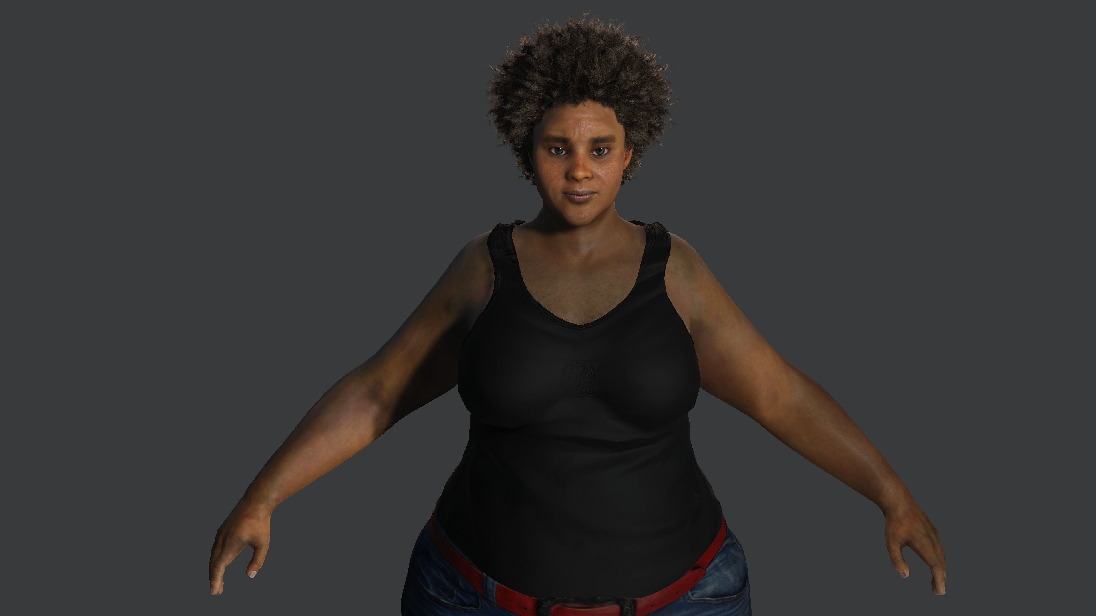 AAA 3D REALISTIC FEMALE CHARACTER - AFRICAN FAT WOMAN Low-poly 3D model_5