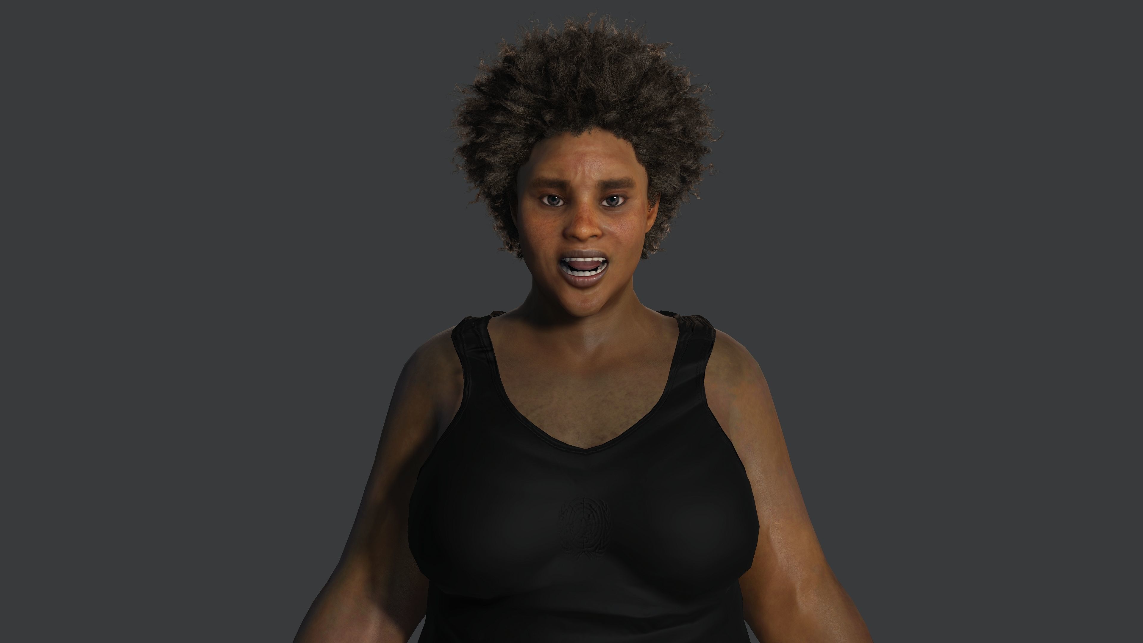 AAA 3D REALISTIC FEMALE CHARACTER - AFRICAN FAT WOMAN Low-poly 3D model_10