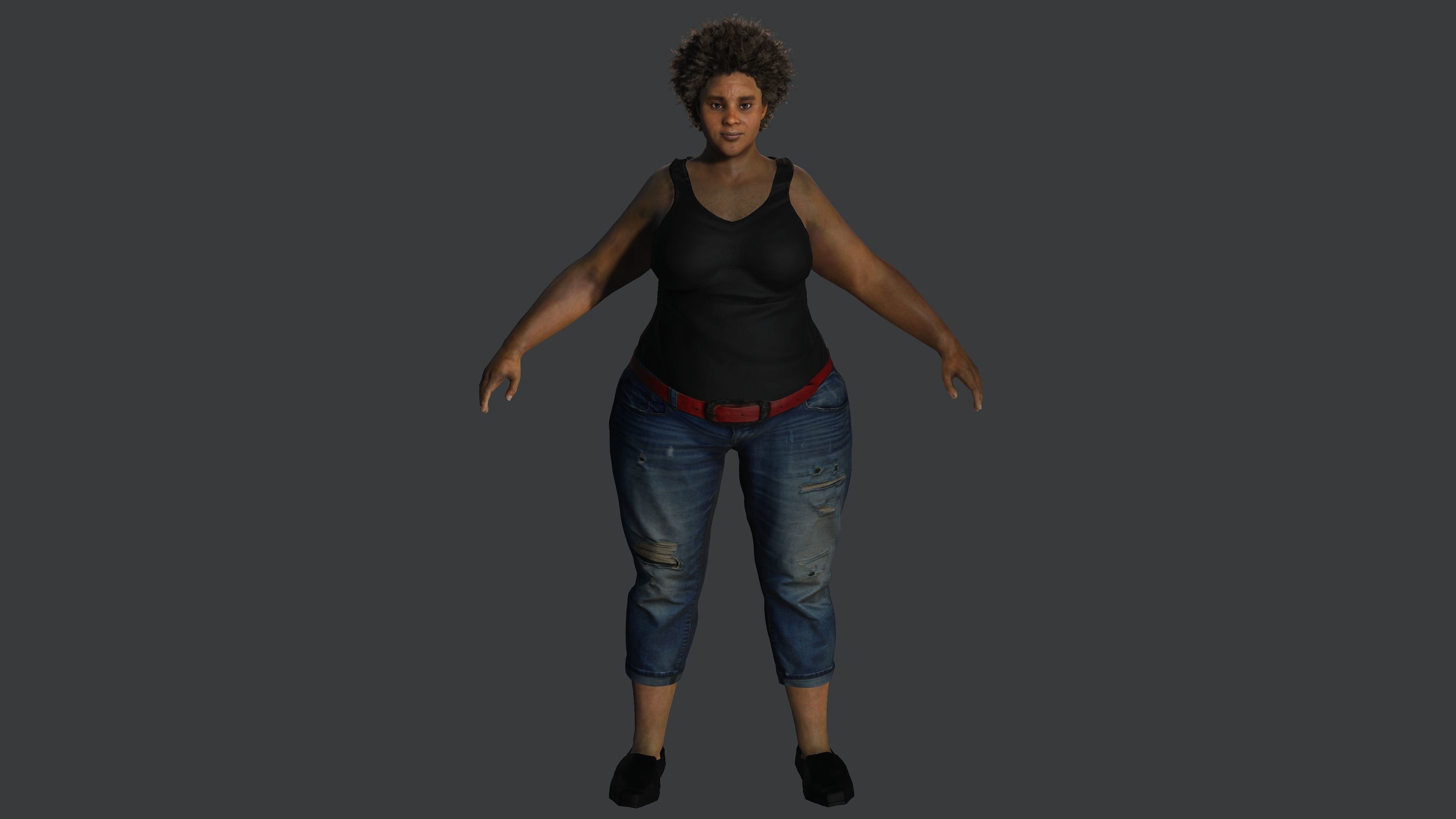 AAA 3D REALISTIC FEMALE CHARACTER - AFRICAN FAT WOMAN Low-poly 3D model_1