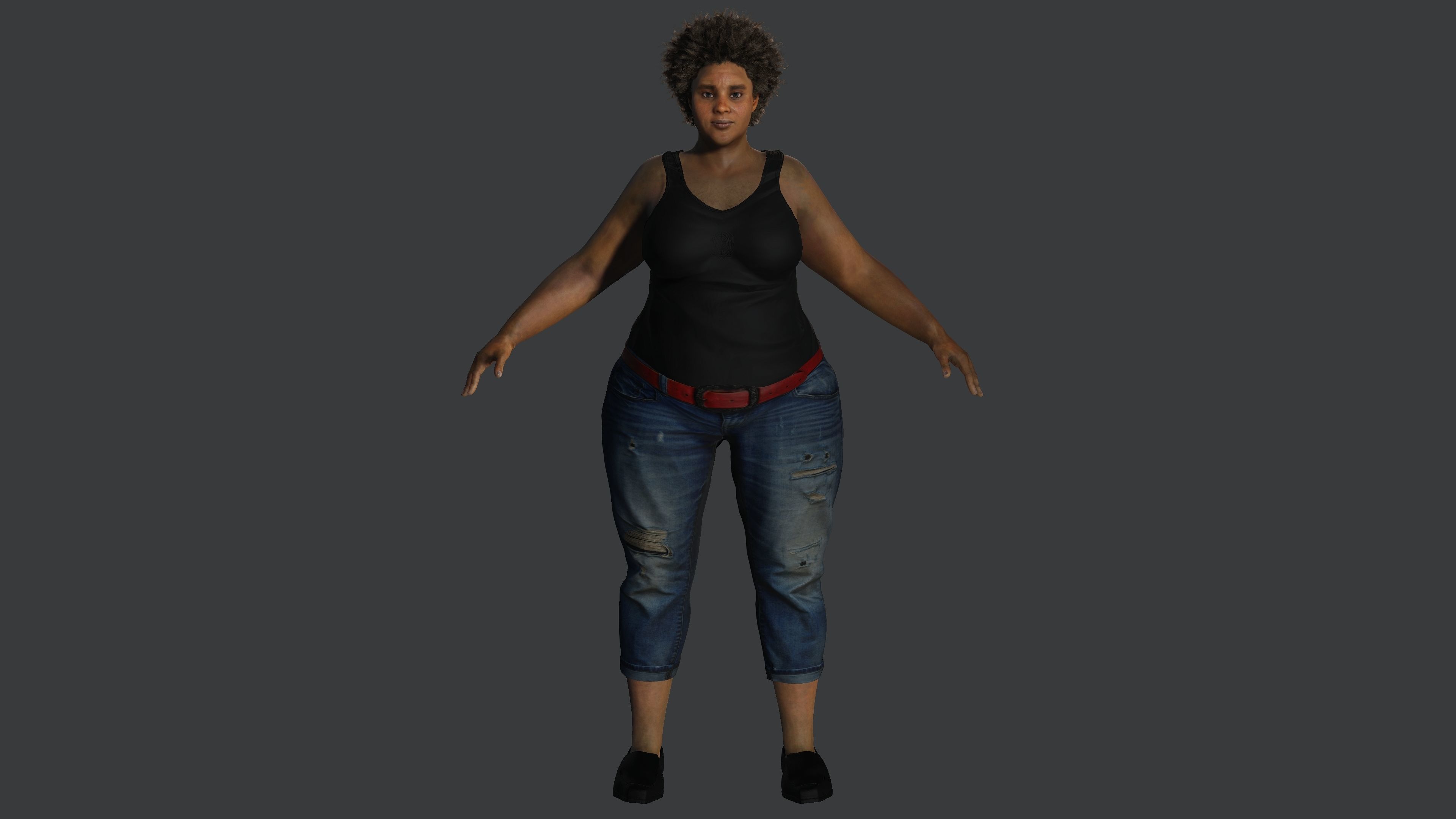 AAA 3D REALISTIC FEMALE CHARACTER - AFRICAN FAT WOMAN Low-poly 3D model_11