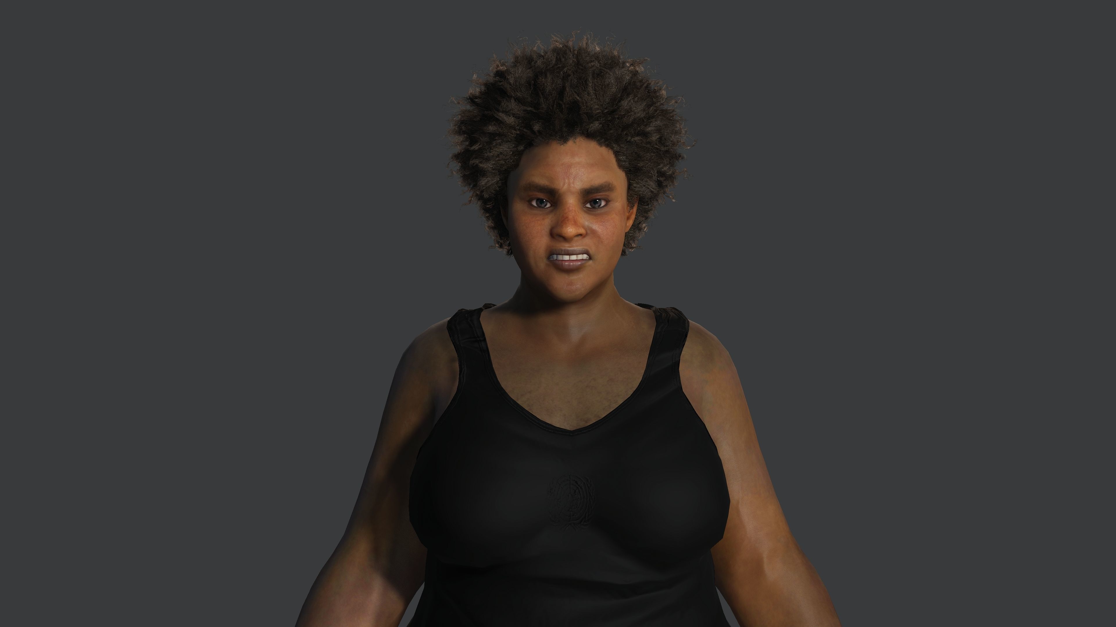 AAA 3D REALISTIC FEMALE CHARACTER - AFRICAN FAT WOMAN Low-poly 3D model_9