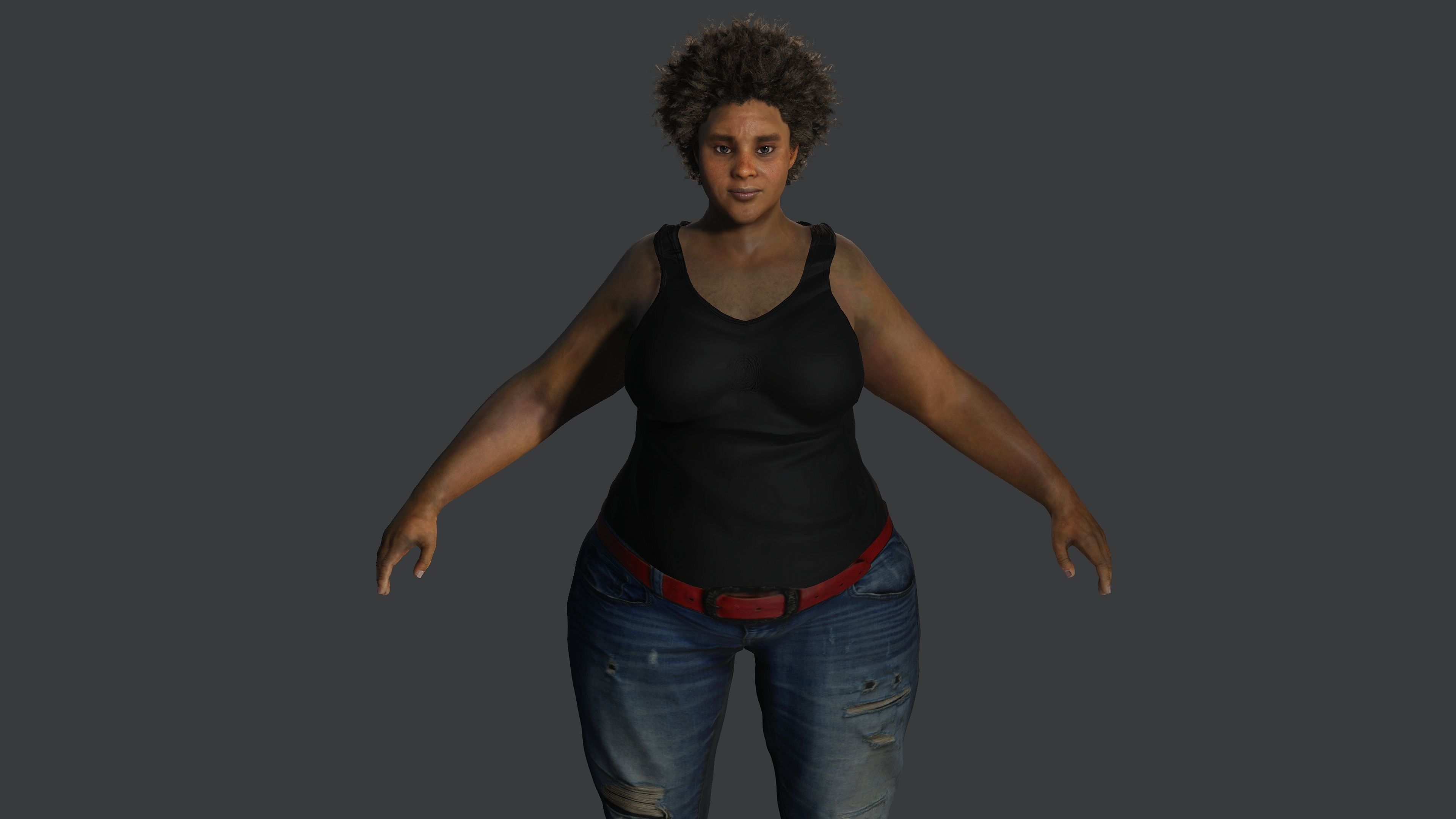 AAA 3D REALISTIC FEMALE CHARACTER - AFRICAN FAT WOMAN Low-poly 3D model_3