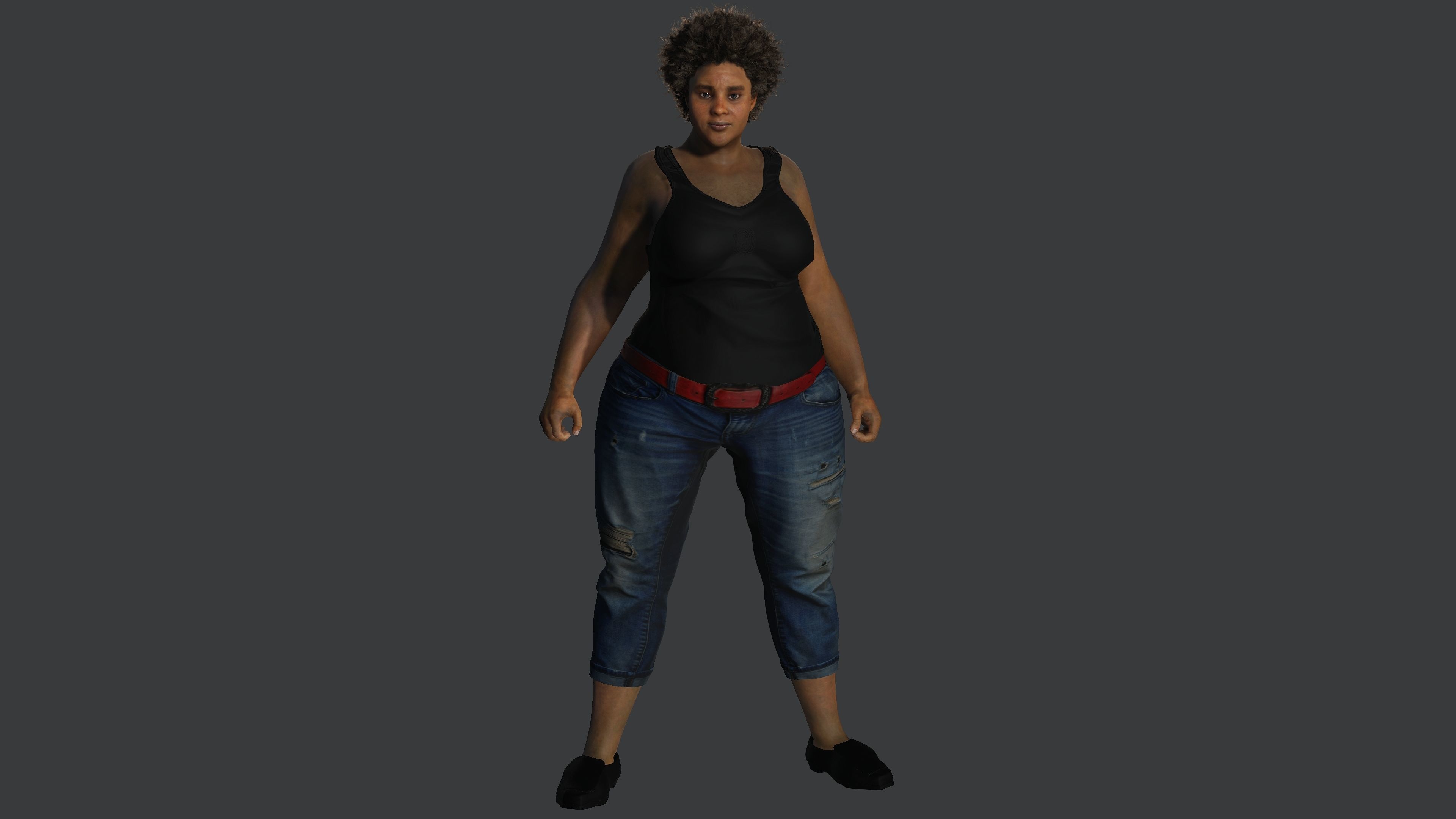 AAA 3D REALISTIC FEMALE CHARACTER - AFRICAN FAT WOMAN Low-poly 3D model_12
