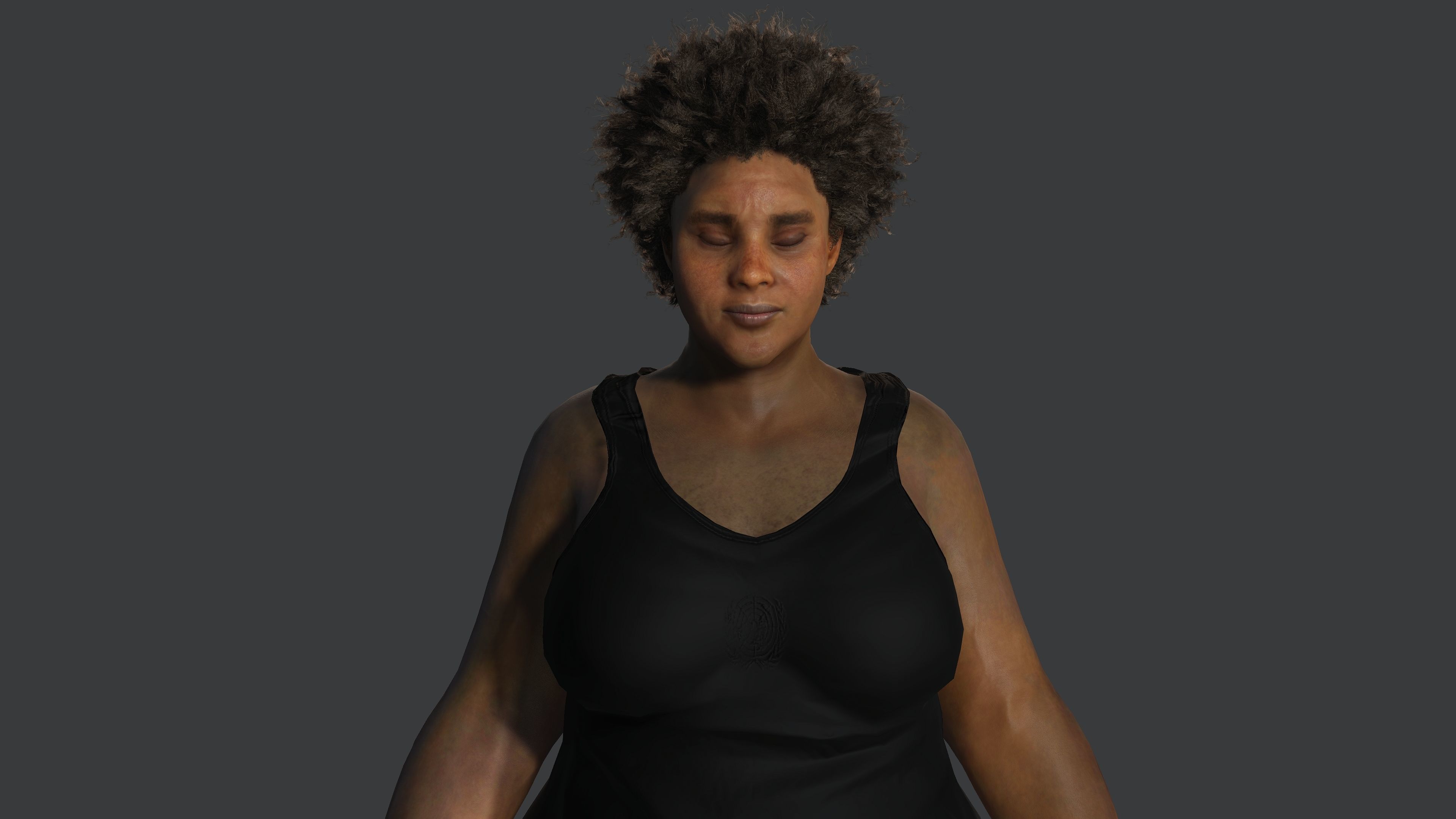 AAA 3D REALISTIC FEMALE CHARACTER - AFRICAN FAT WOMAN Low-poly 3D model_7