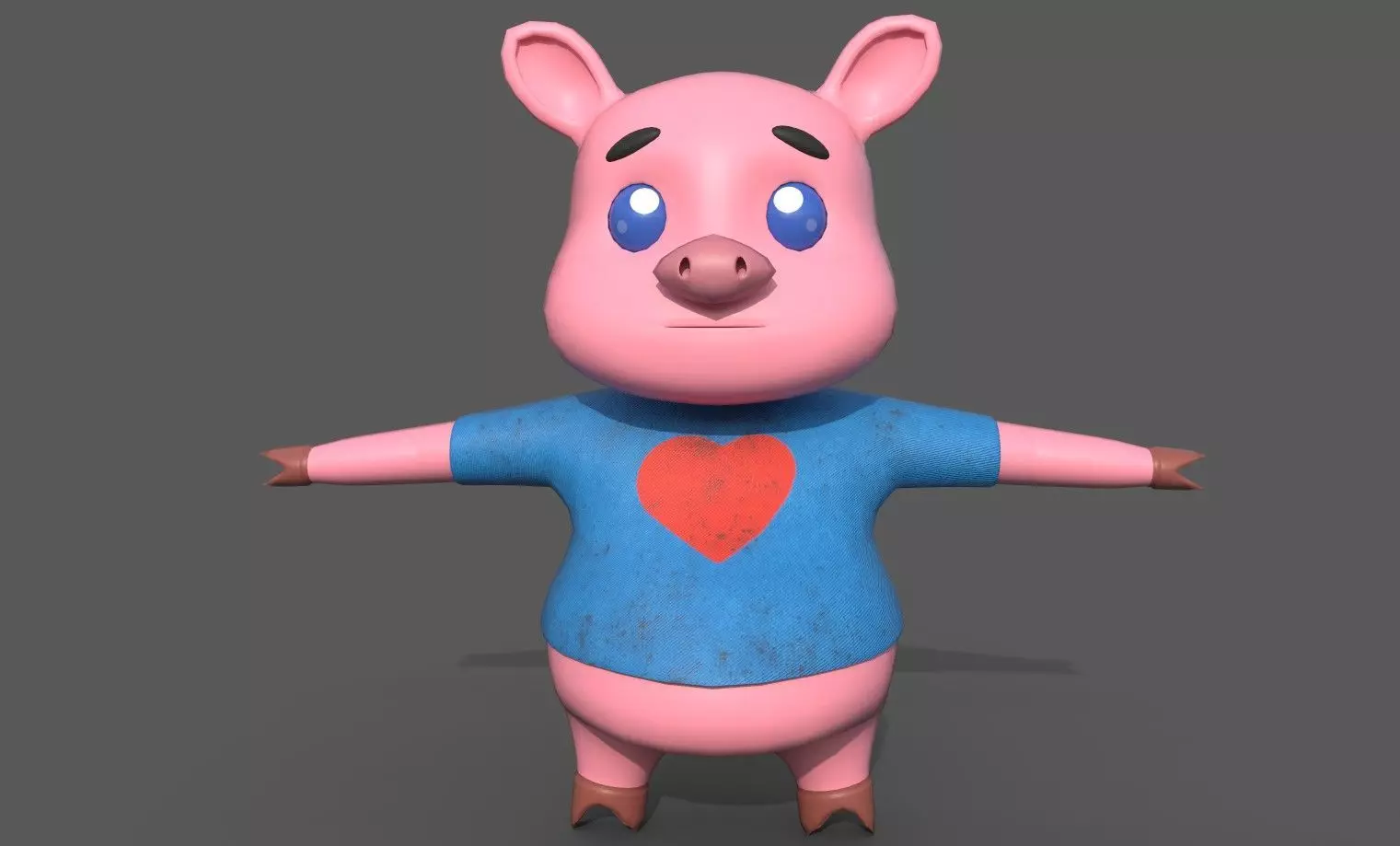 3D low poly Cartoon Piggy Character Low-poly 3D model