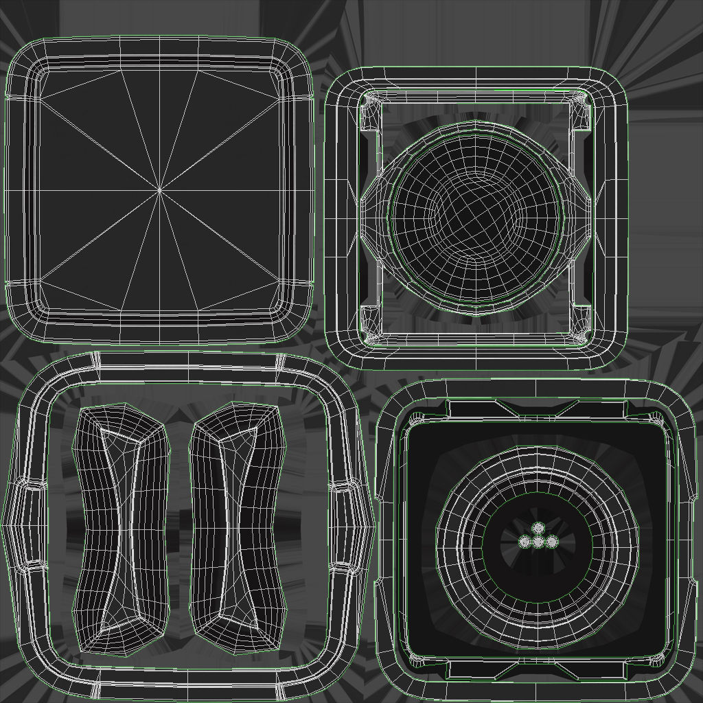 Push Button Neon 4 color 3D Low-poly 3D model_14