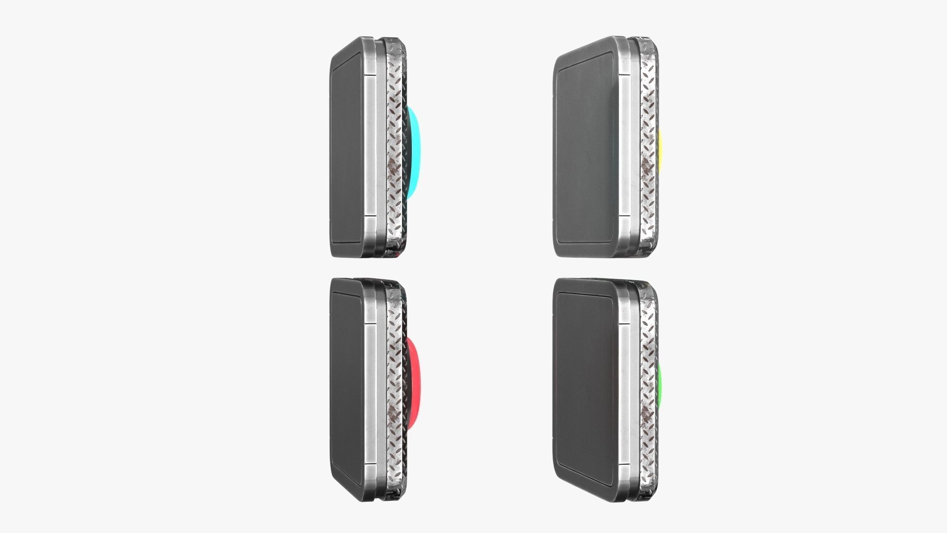 Push Button Neon 4 color 3D Low-poly 3D model_10