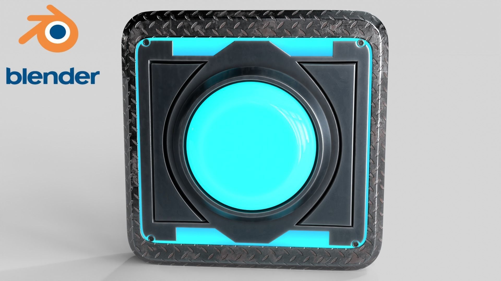 Push Button Neon 4 color 3D Low-poly 3D model_8