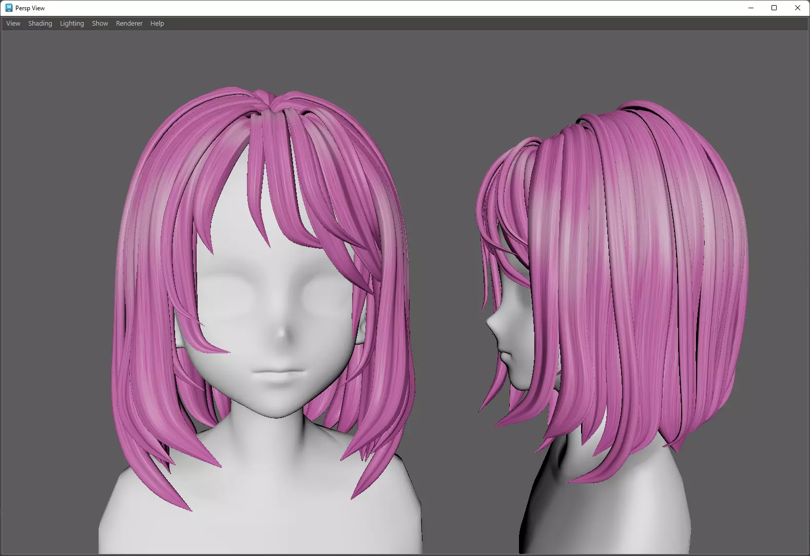 Anime hair style 46 for woman and girl Low-poly 3D model