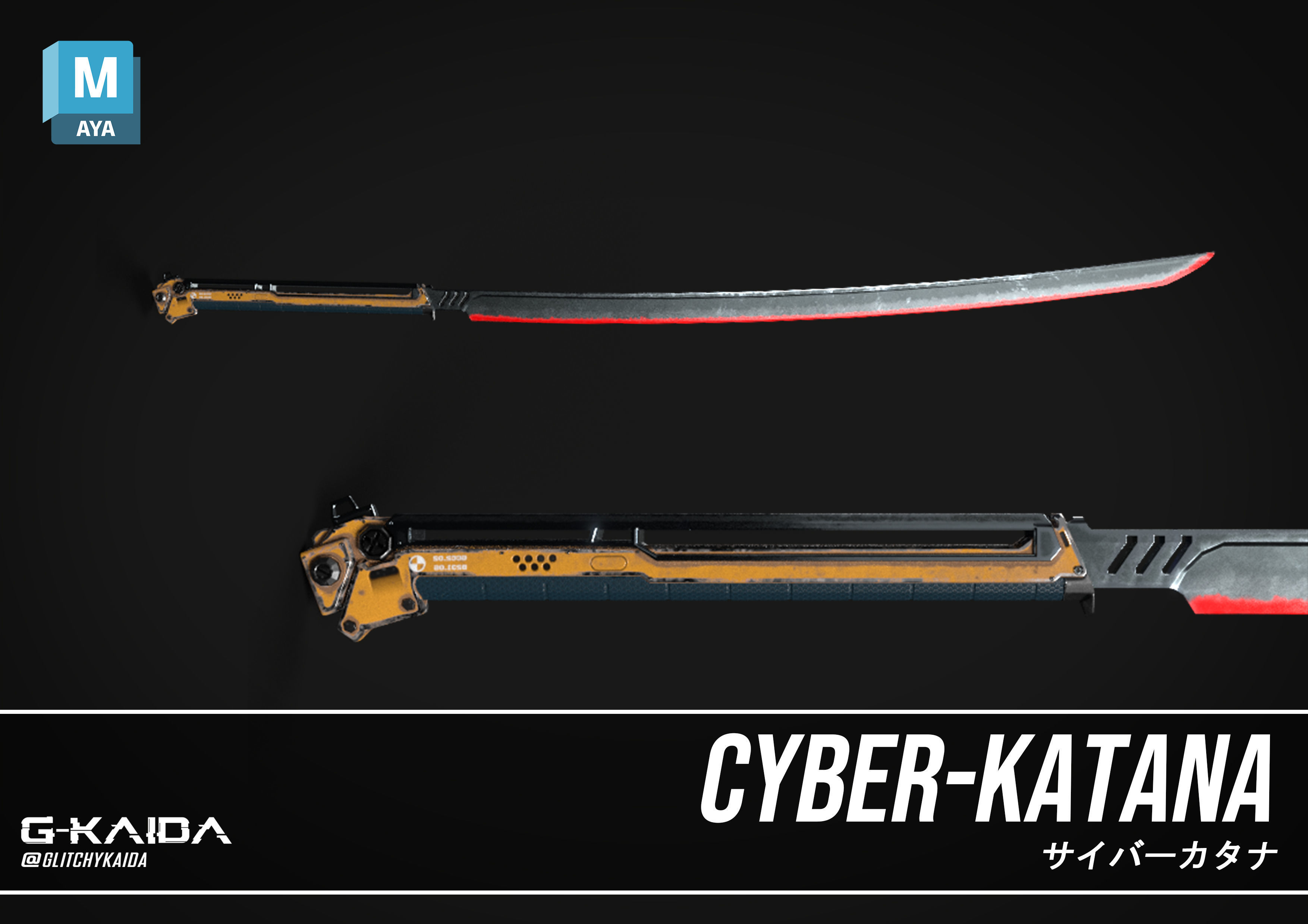 Prop - Weapon - Cyber-Katana 3D model_4