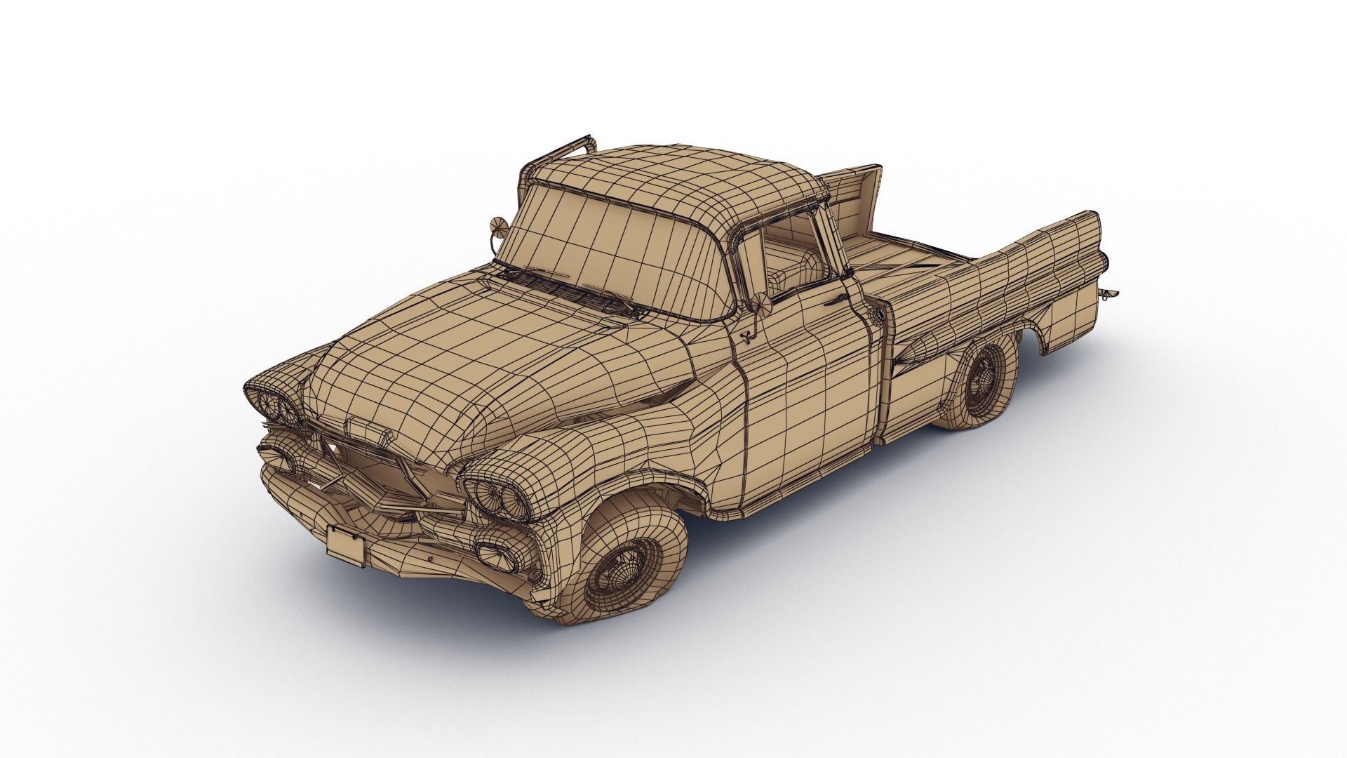 Crashed Chevrolet Apache 1959 Low-poly 3D model_24