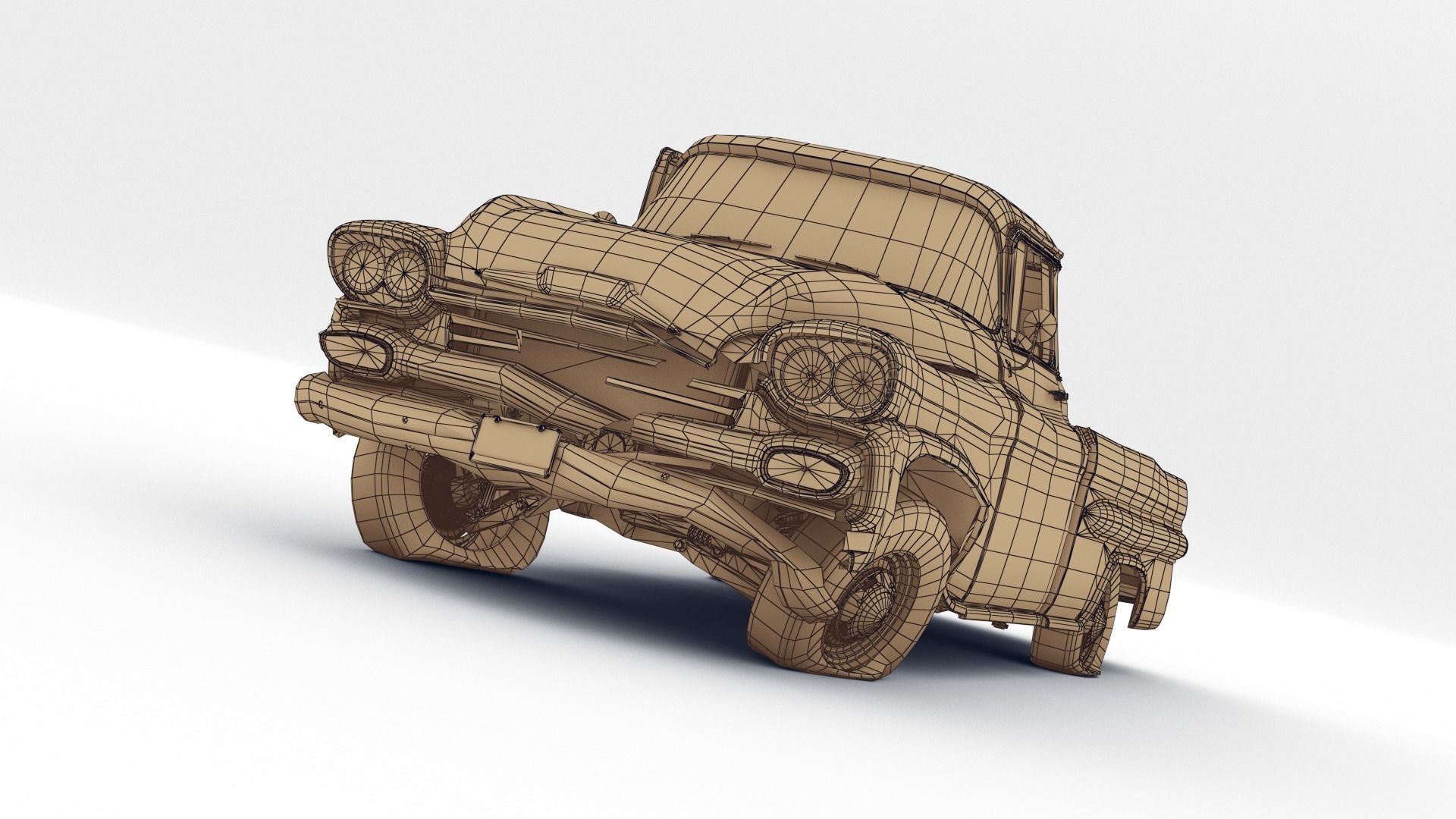 Crashed Chevrolet Apache 1959 Low-poly 3D model_21