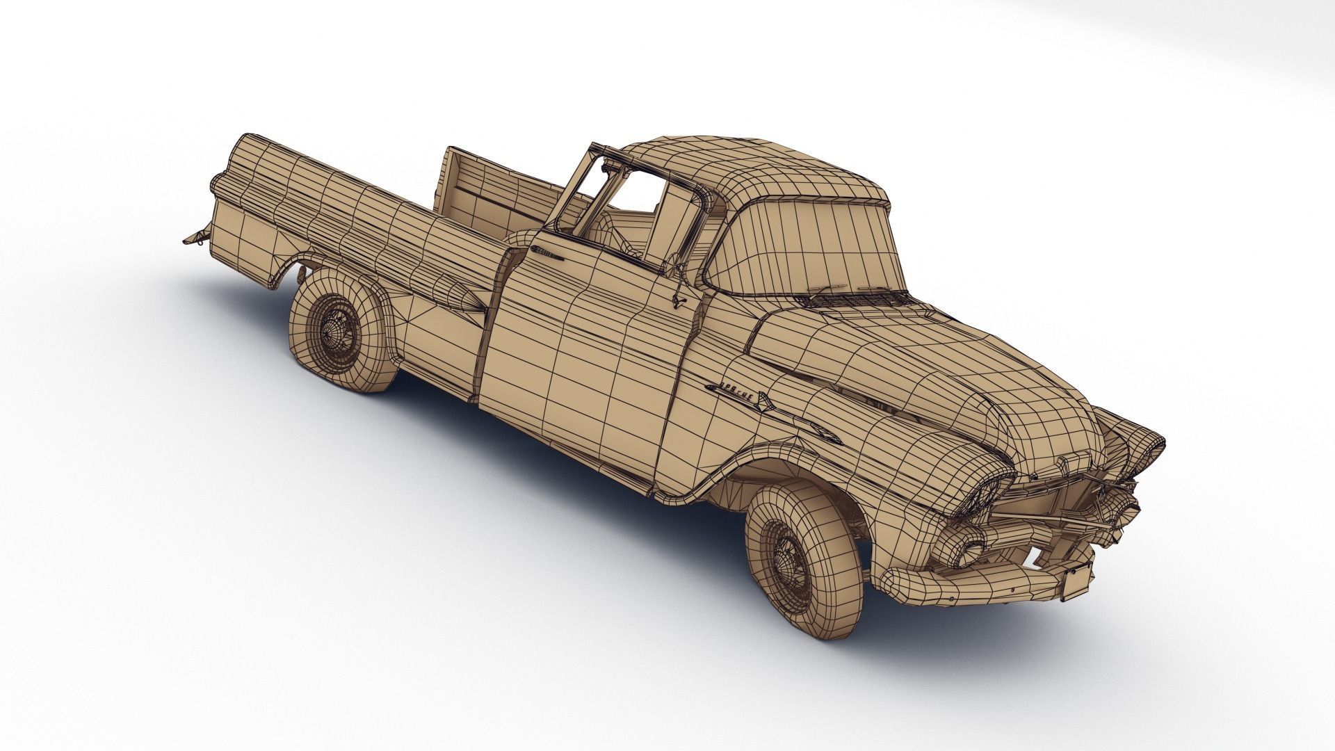 Crashed Chevrolet Apache 1959 Low-poly 3D model_17