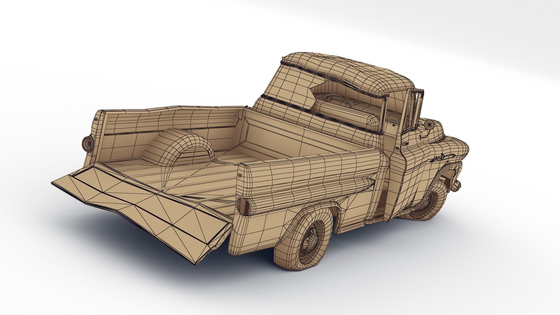 Crashed Chevrolet Apache 1959 Low-poly 3D model_18