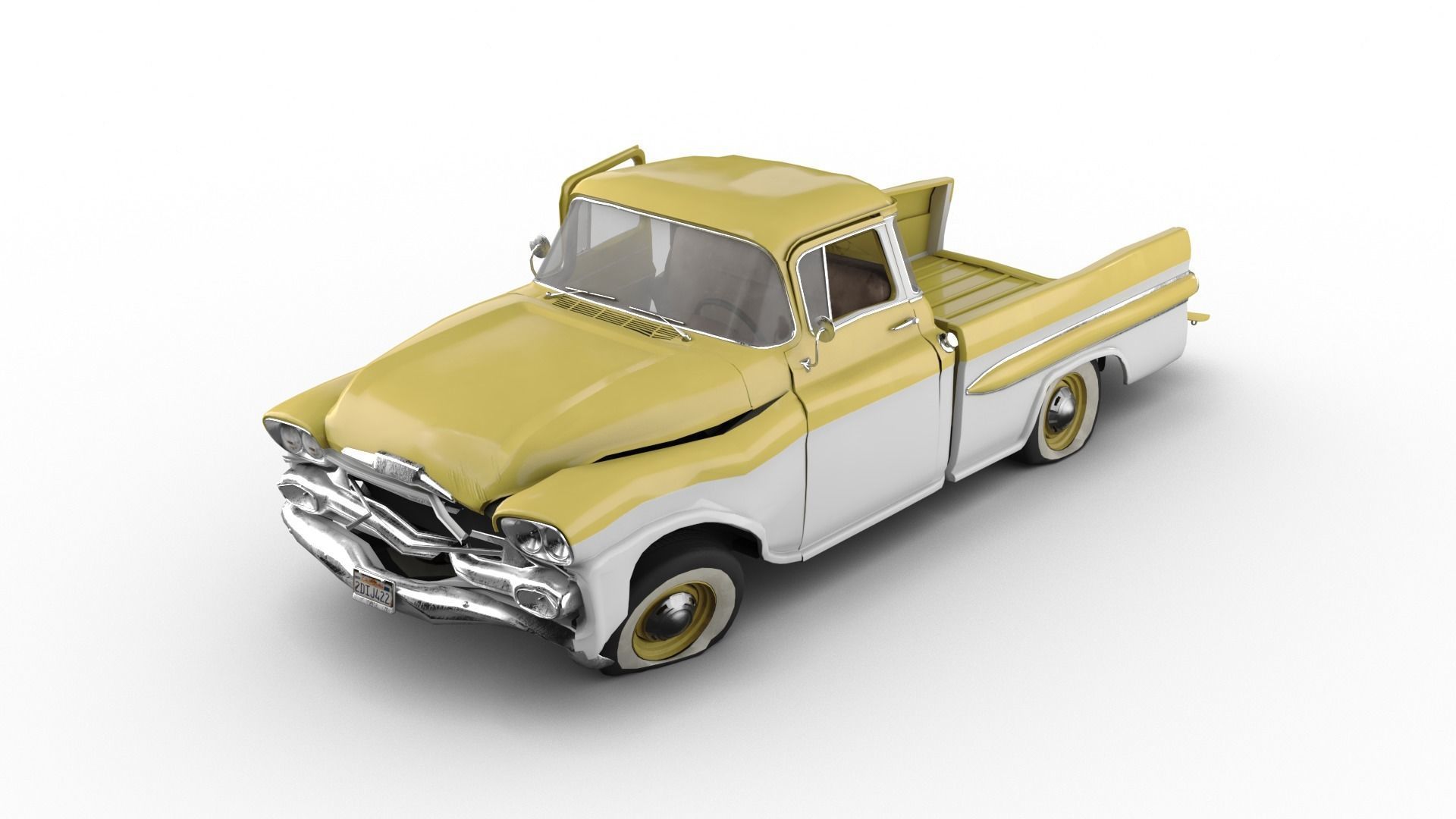 Crashed Chevrolet Apache 1959 Low-poly 3D model_7