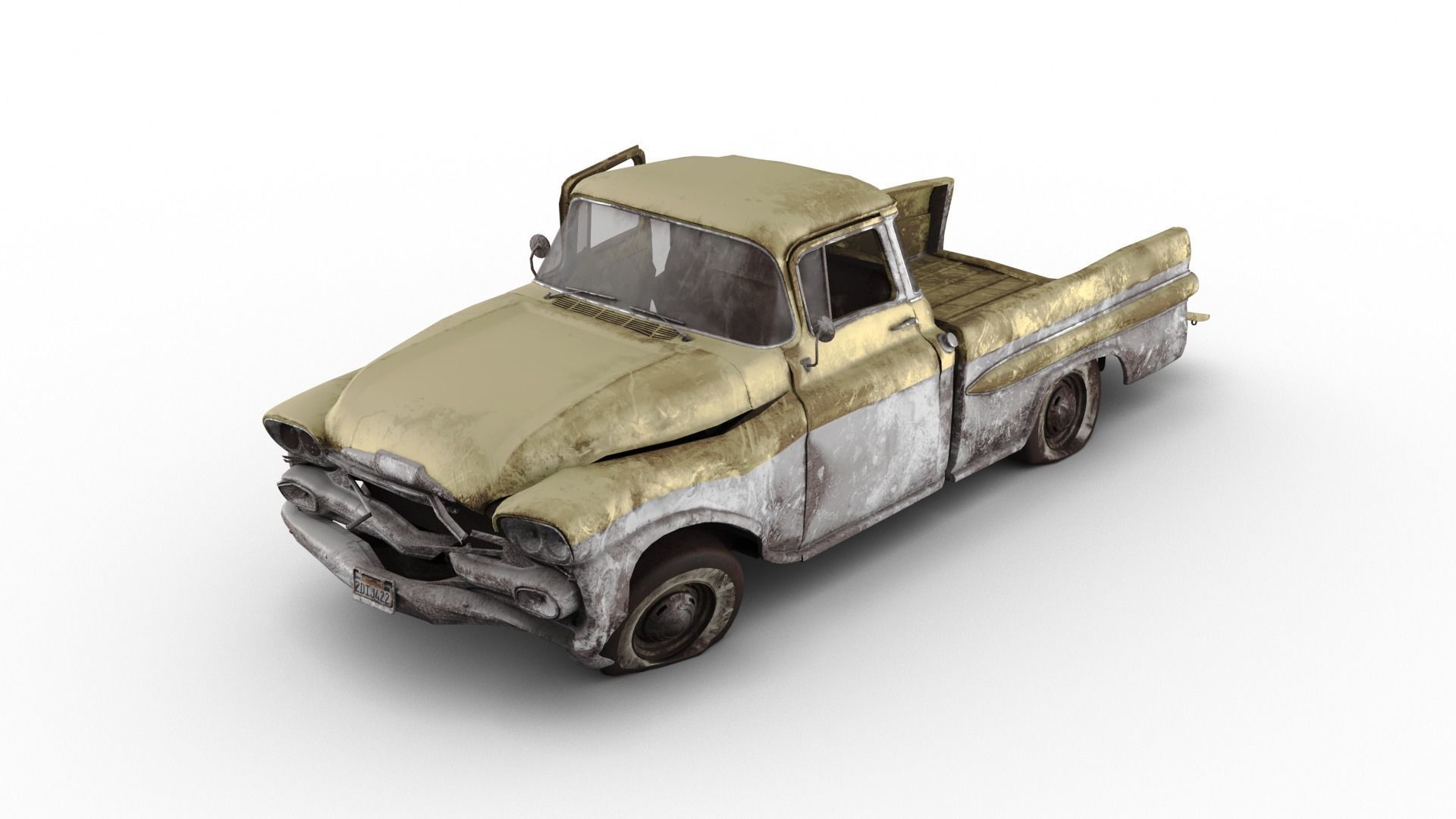 Crashed Chevrolet Apache 1959 Low-poly 3D model_4