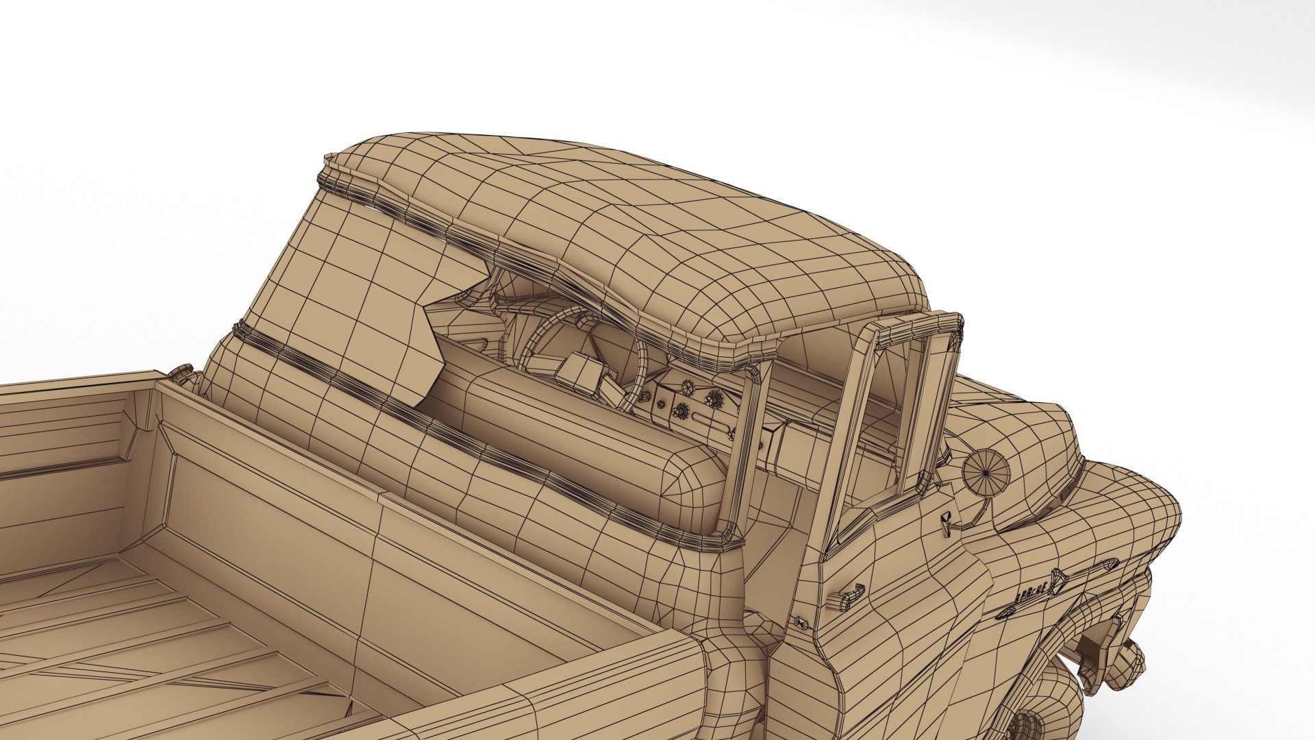 Crashed Chevrolet Apache 1959 Low-poly 3D model_22