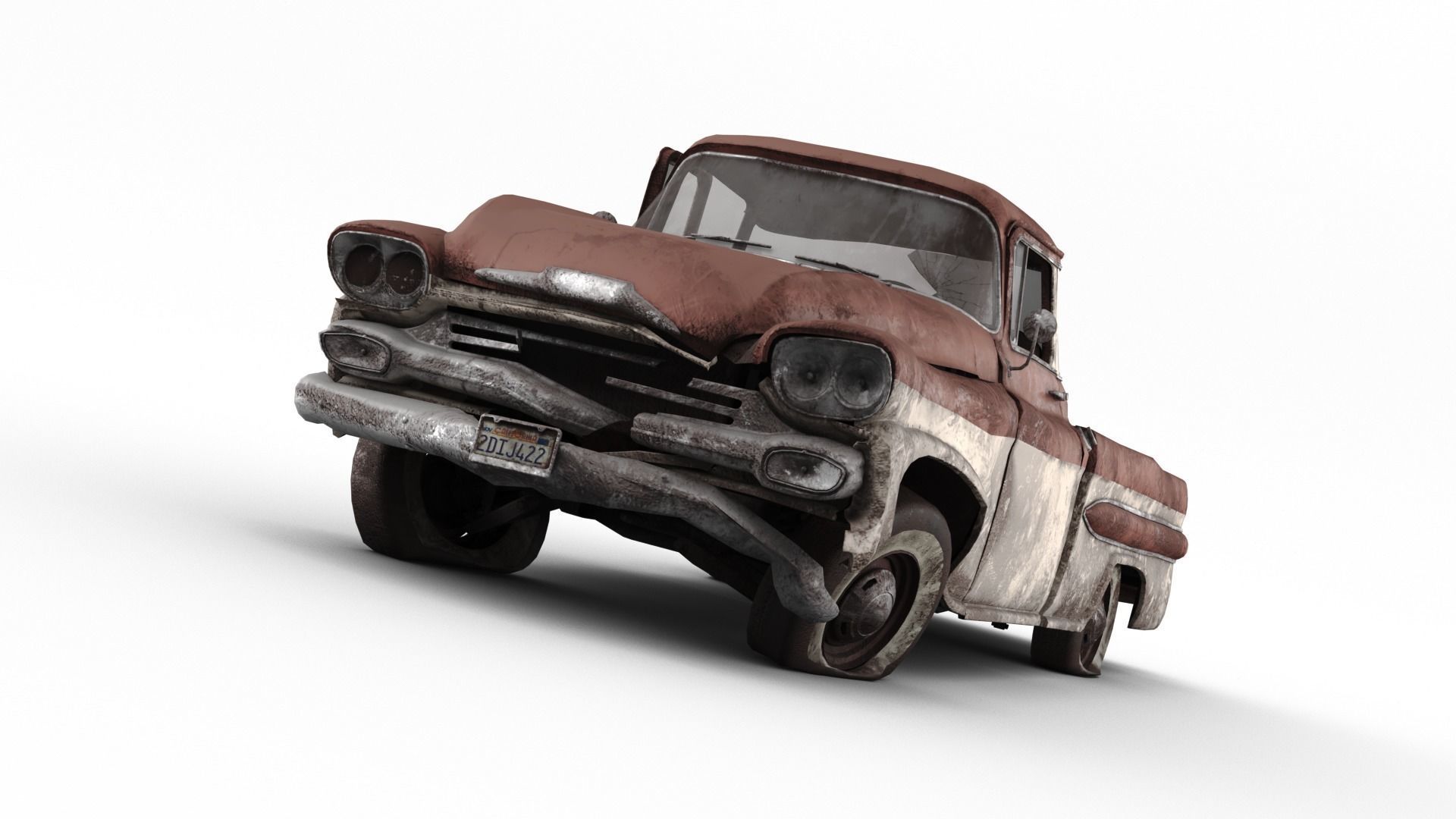 Crashed Chevrolet Apache 1959 Low-poly 3D model_13