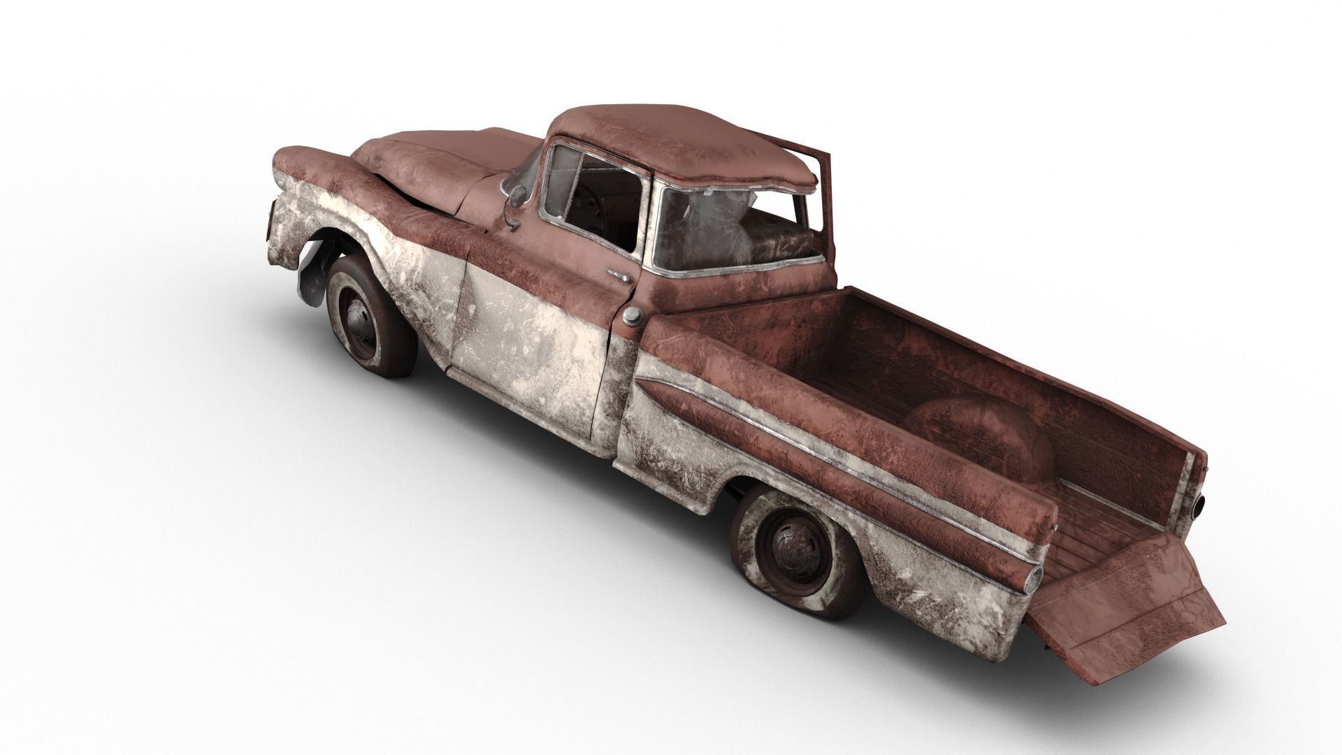 Crashed Chevrolet Apache 1959 Low-poly 3D model_11