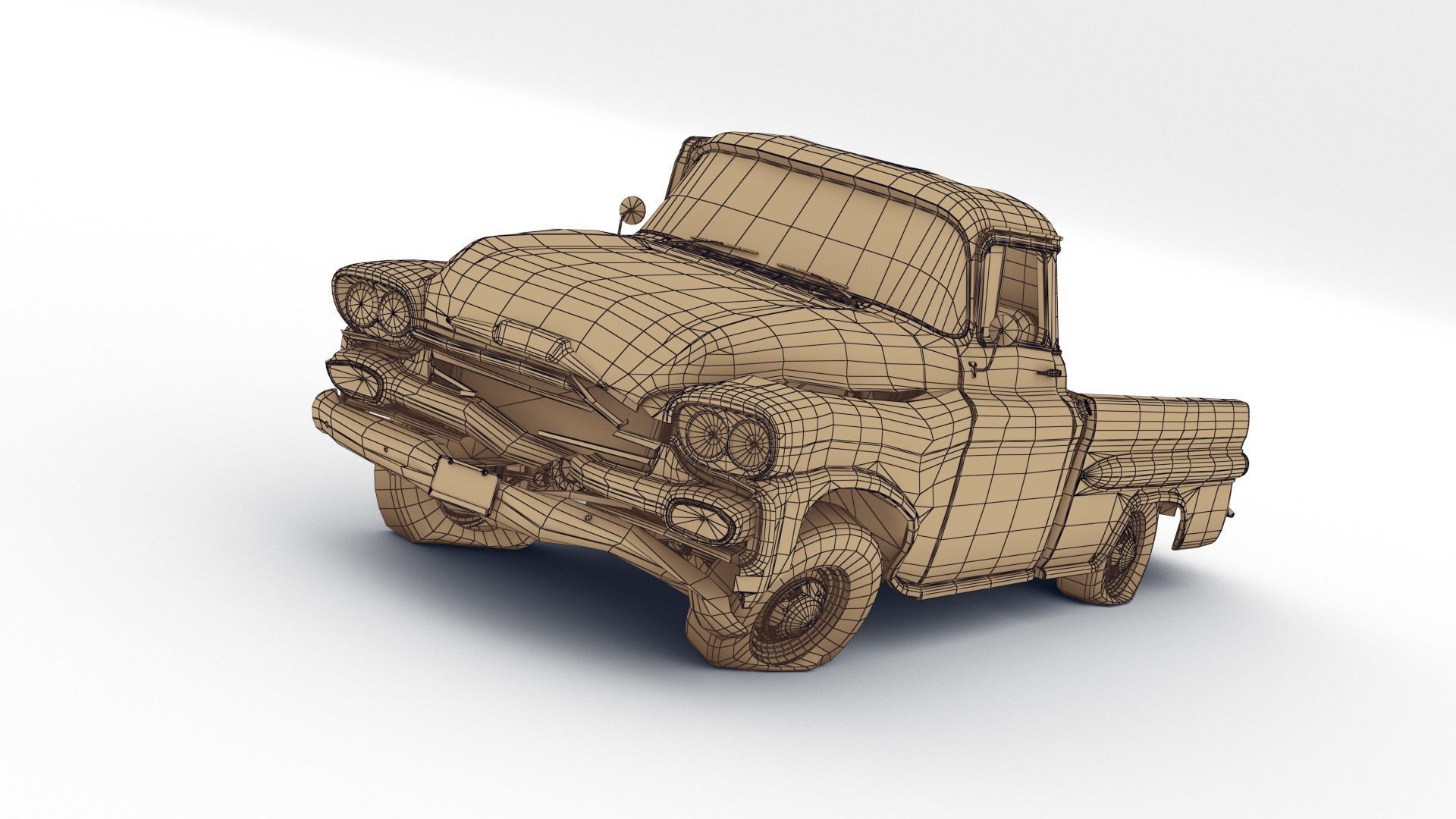 Crashed Chevrolet Apache 1959 Low-poly 3D model_16