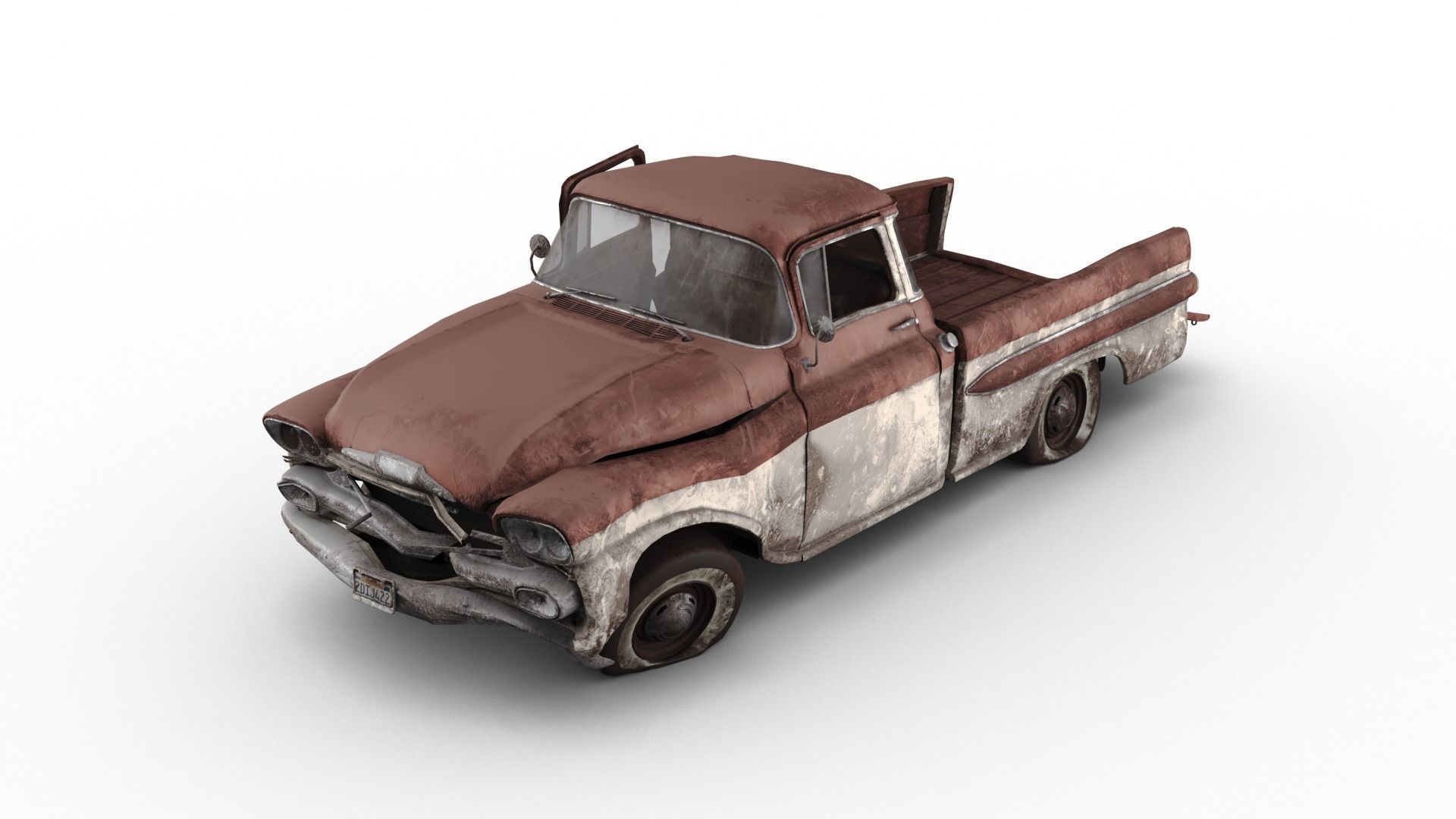 Crashed Chevrolet Apache 1959 Low-poly 3D model_2