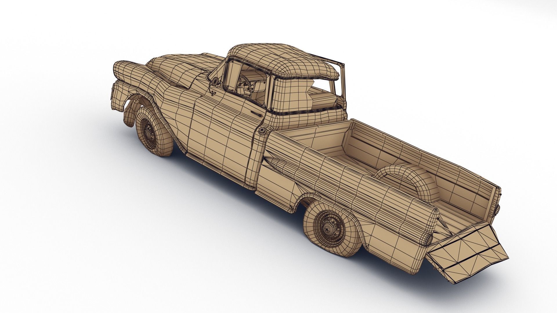 Crashed Chevrolet Apache 1959 Low-poly 3D model_19