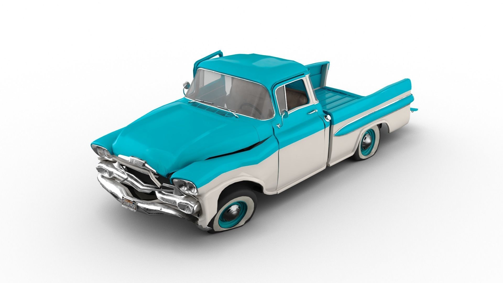 Crashed Chevrolet Apache 1959 Low-poly 3D model_6