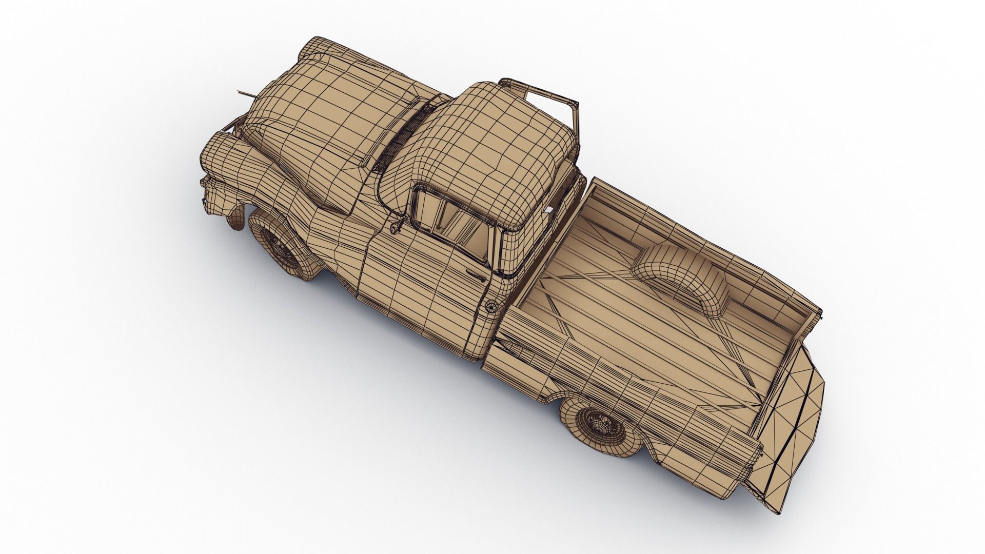 Crashed Chevrolet Apache 1959 Low-poly 3D model_20
