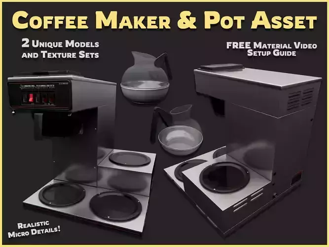 Diner Coffee Maker and Pot Low-poly 3D model