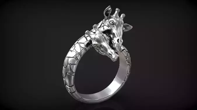 African Giraffe Long Neck Eternity Nature Animal Ring 3D print model