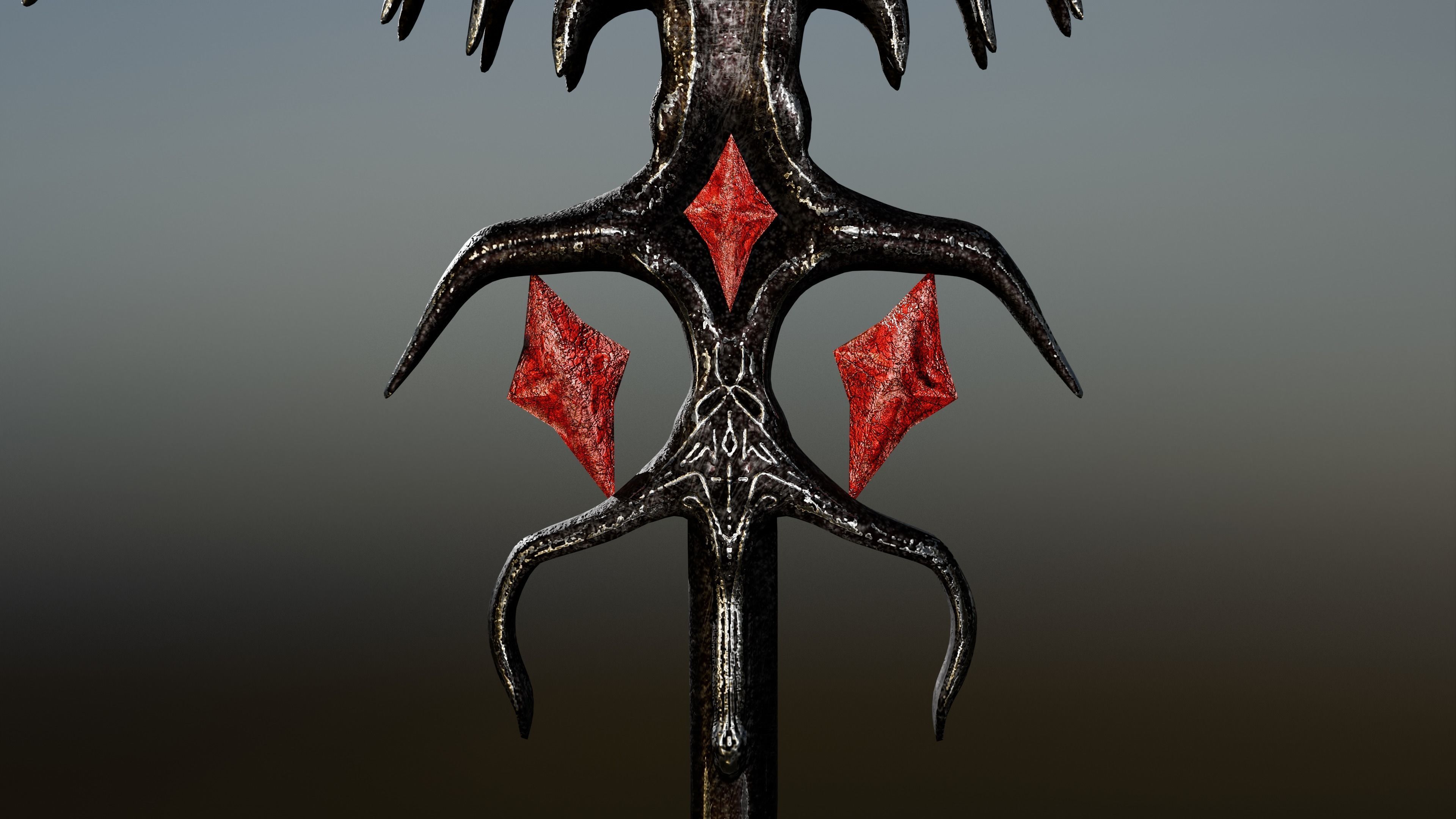 Demon Staff Game Ready LowPoly 26k Low-poly 3D model_4