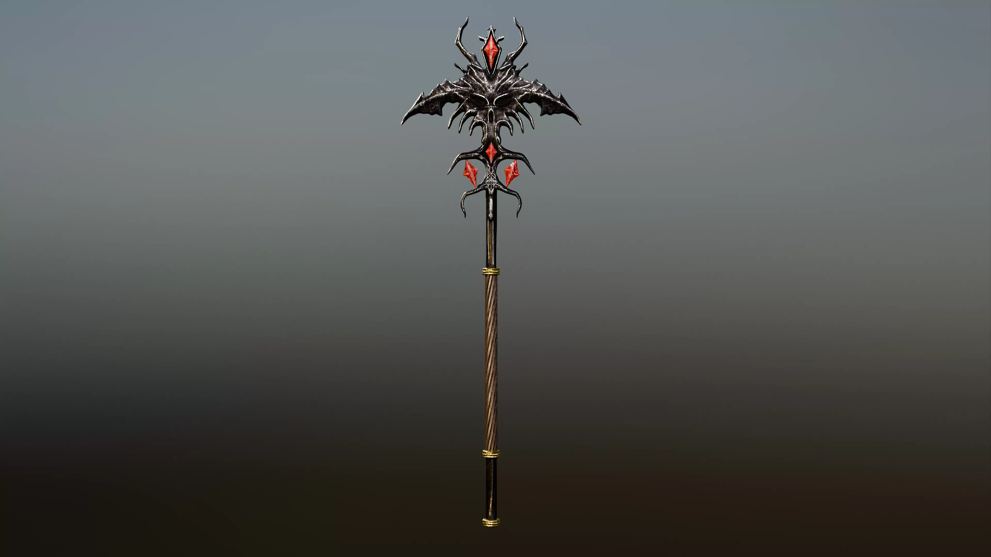 Demon Staff Game Ready LowPoly 26k Low-poly 3D model_0
