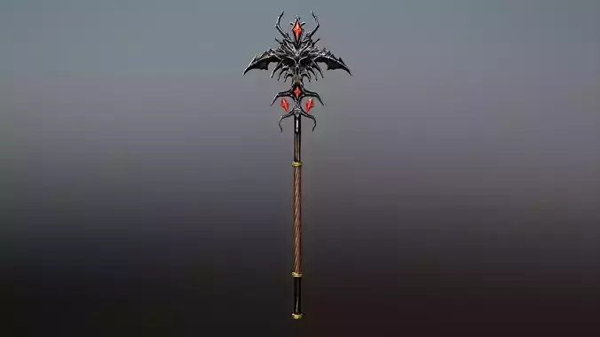 Demon Staff Game Ready LowPoly 26k
