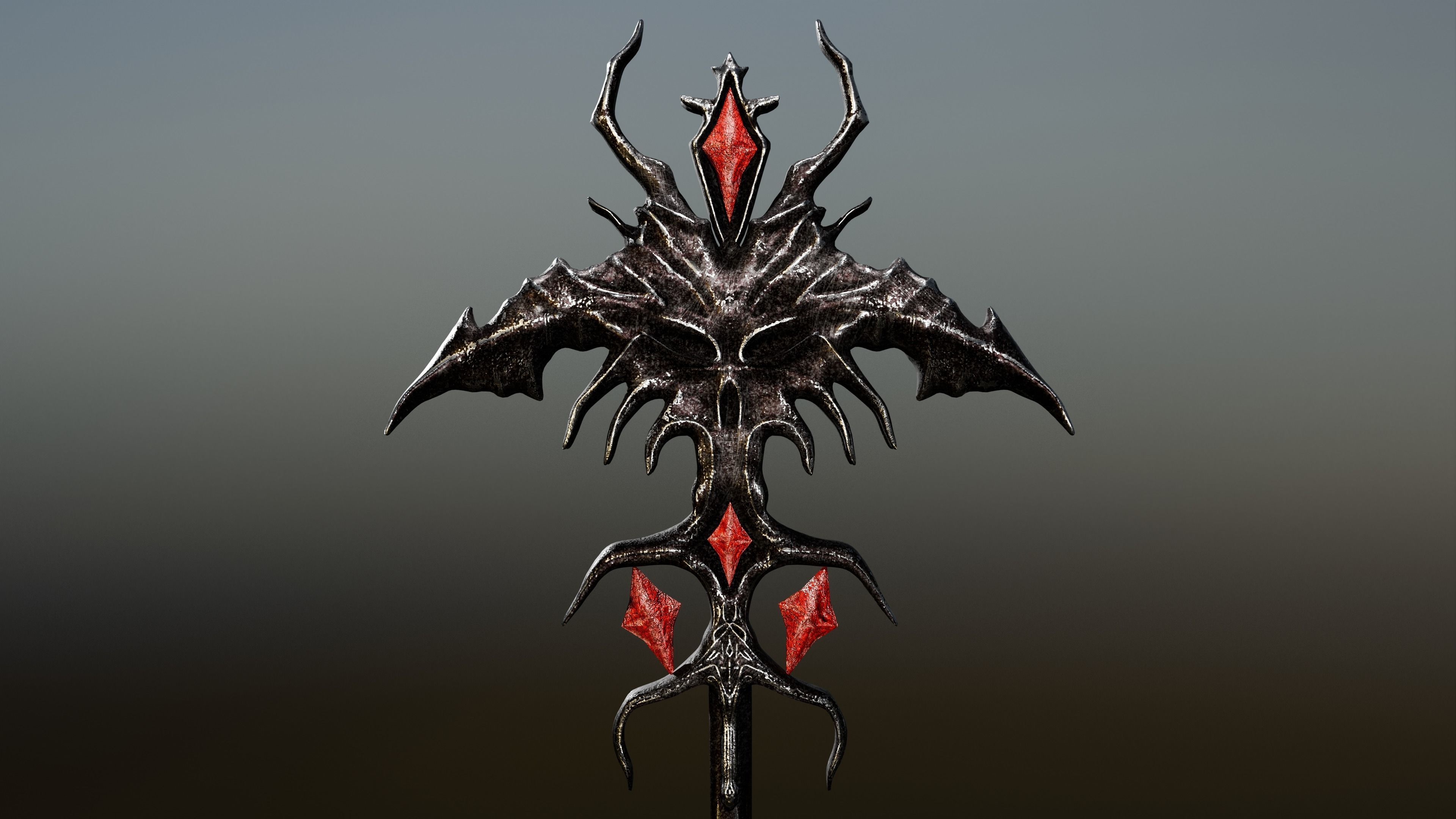 Demon Staff Game Ready LowPoly 26k Low-poly 3D model_2