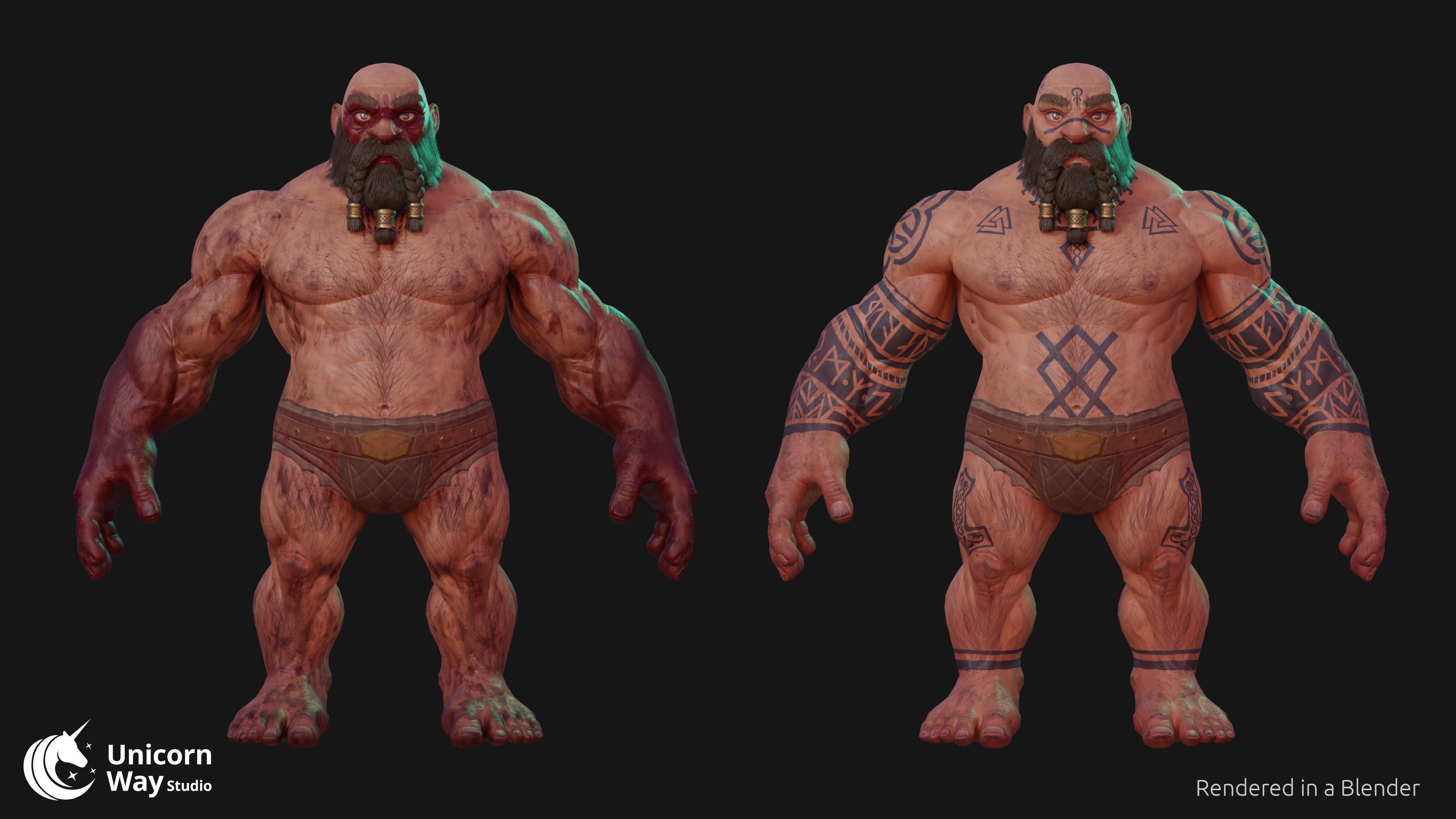 Dwarf Male PBR Low-poly 3D model_4