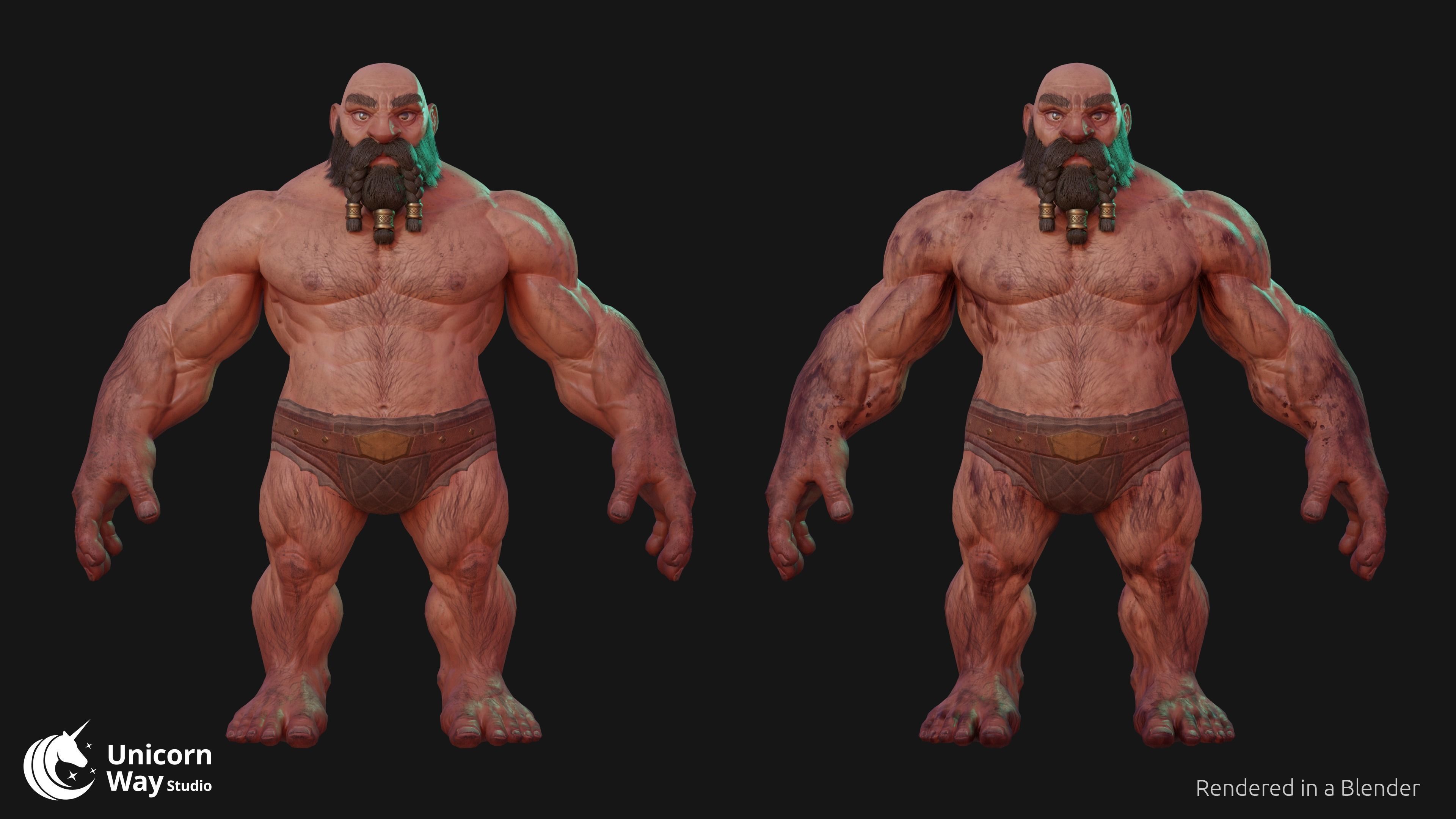 Dwarf Male PBR Low-poly 3D model_5
